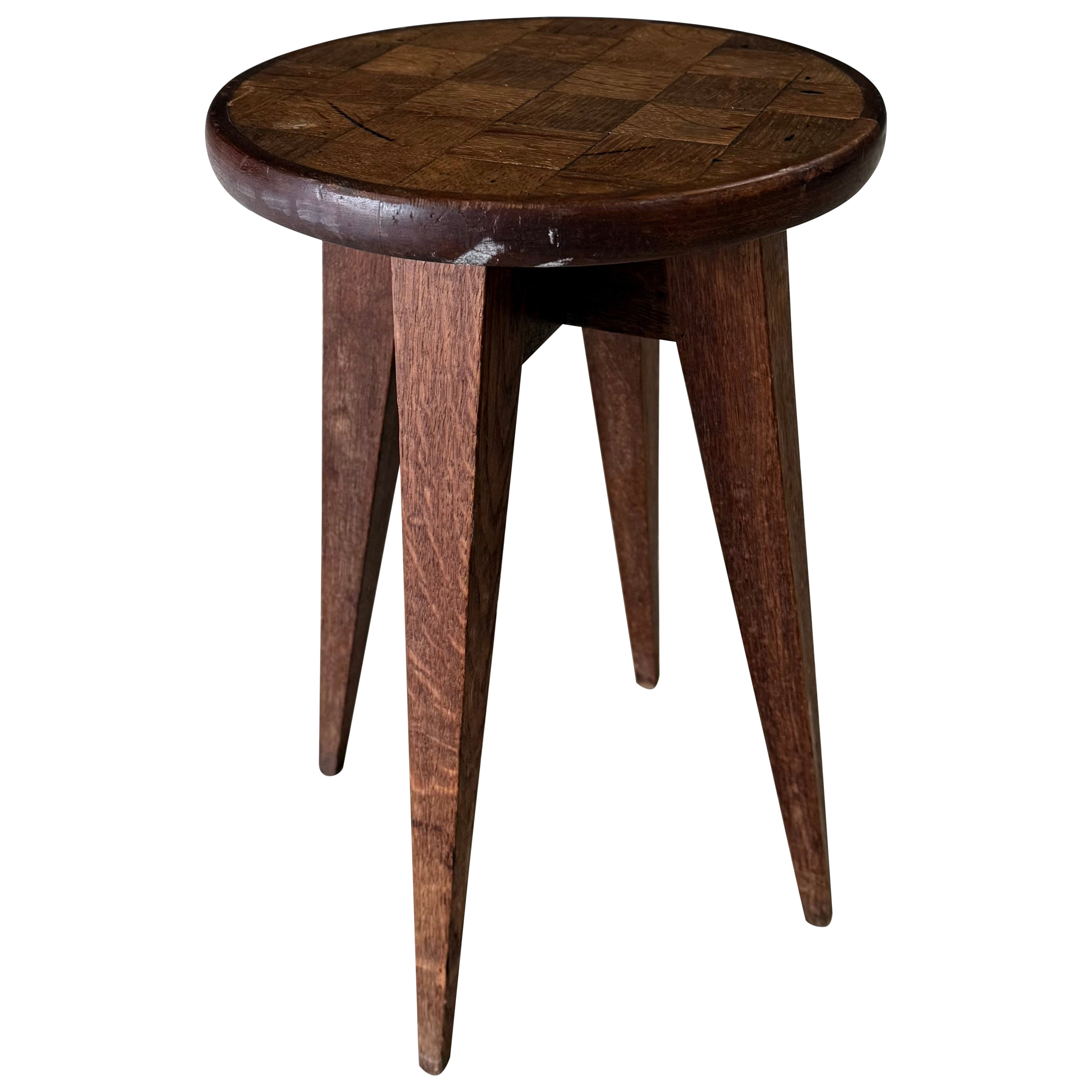 Reconstruction Design Marquetry Inlay Stool, France 1940's