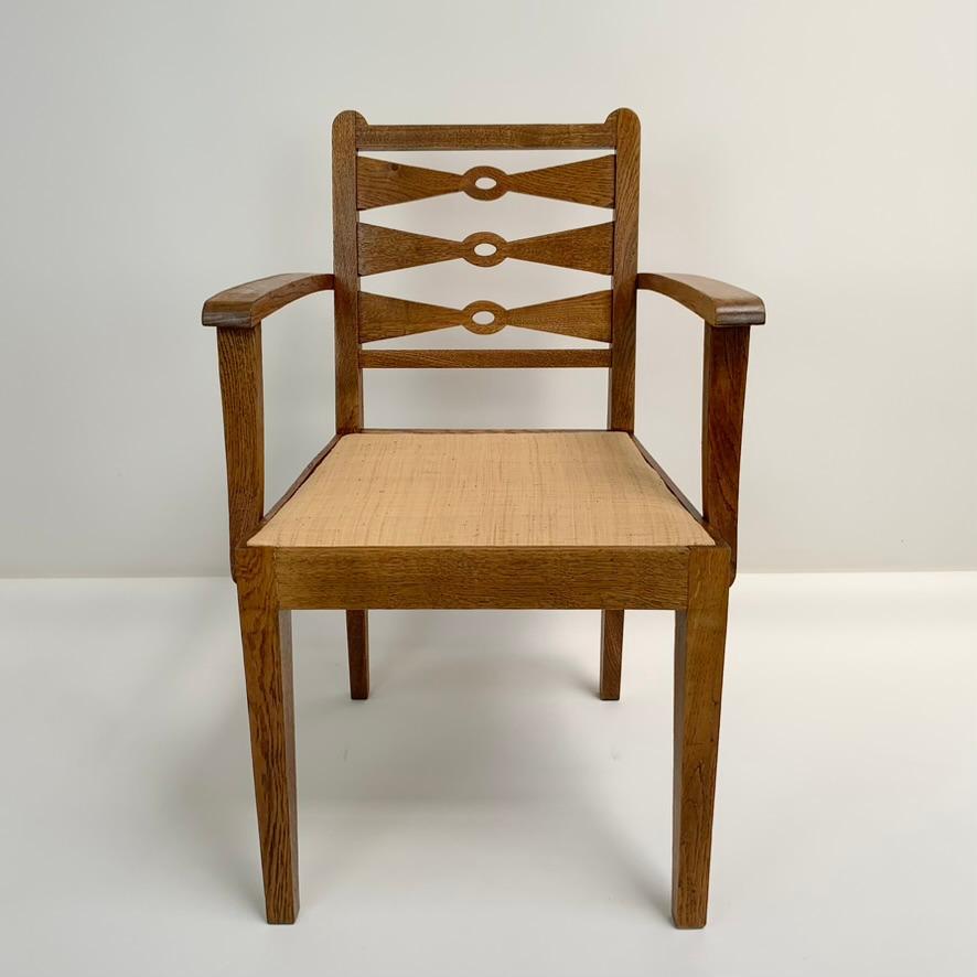 Mid-Century Modern Fauteuil en Oak Oak, circa 1950, France. en vente