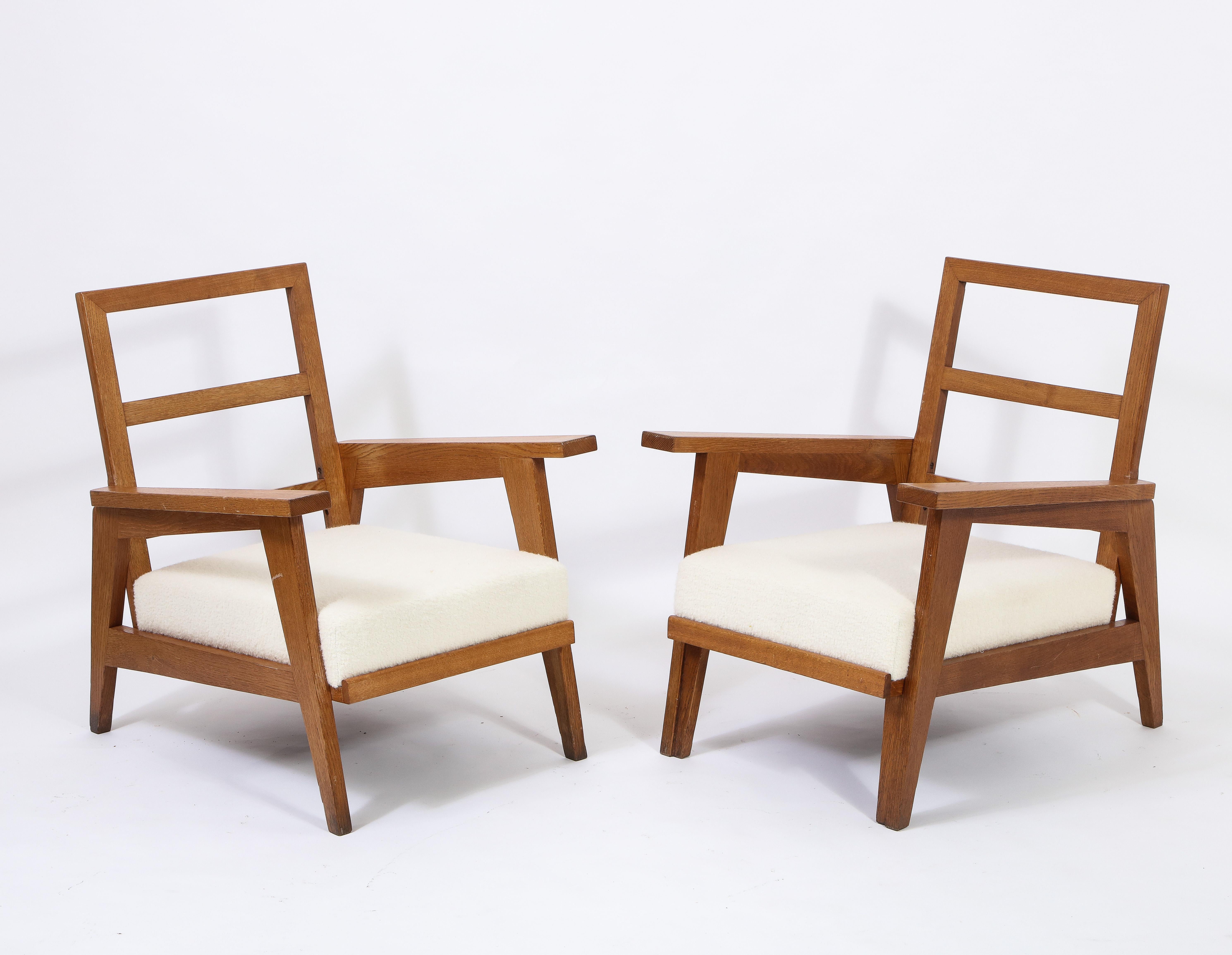 Reconstruction Oak Armchairs, Style of Gabriel, France, 1950s 4