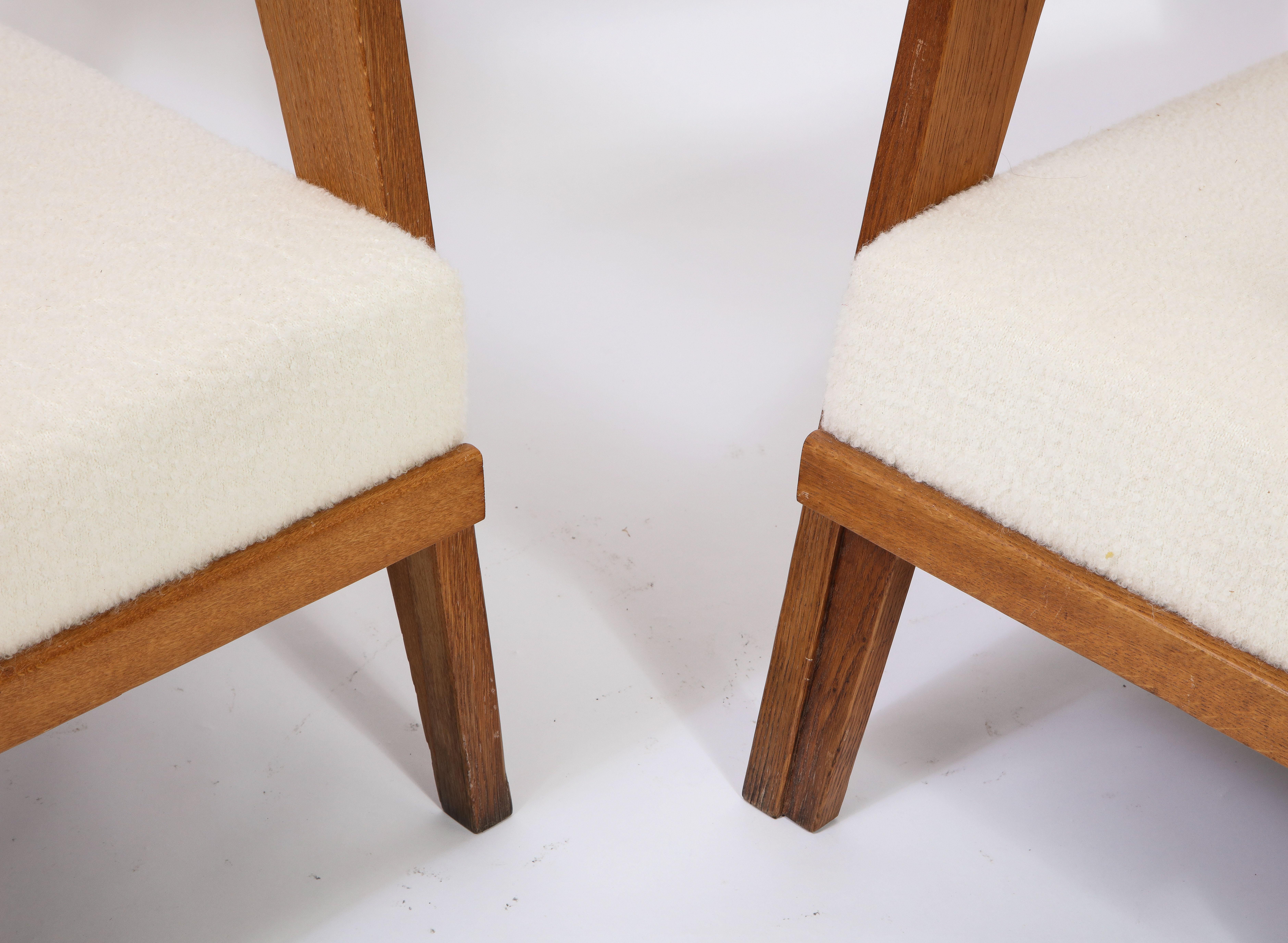 Reconstruction Oak Armchairs, Style of Gabriel, France, 1950s 7