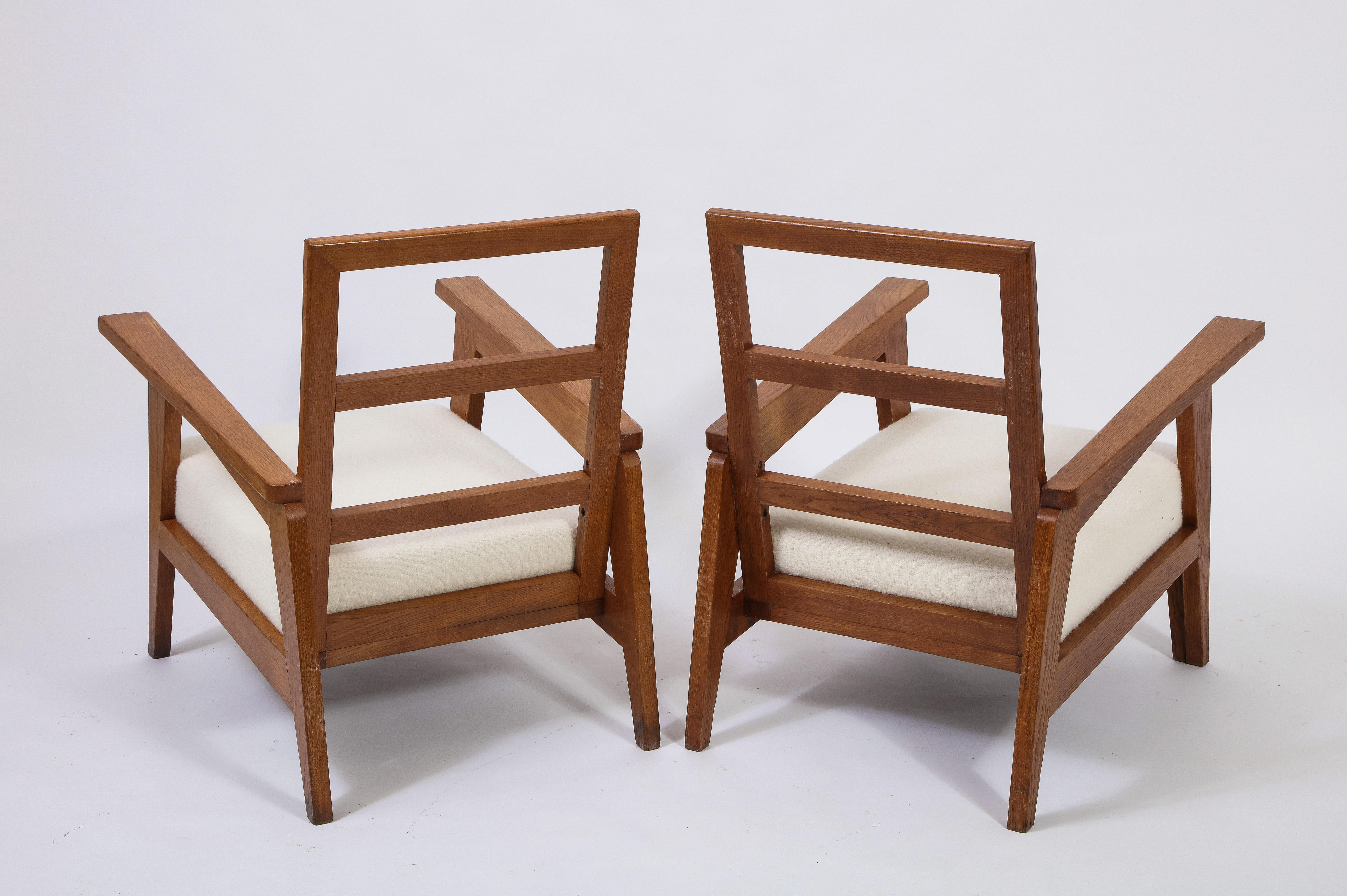 Reconstruction Oak Armchairs, Style of Gabriel, France, 1950s 8