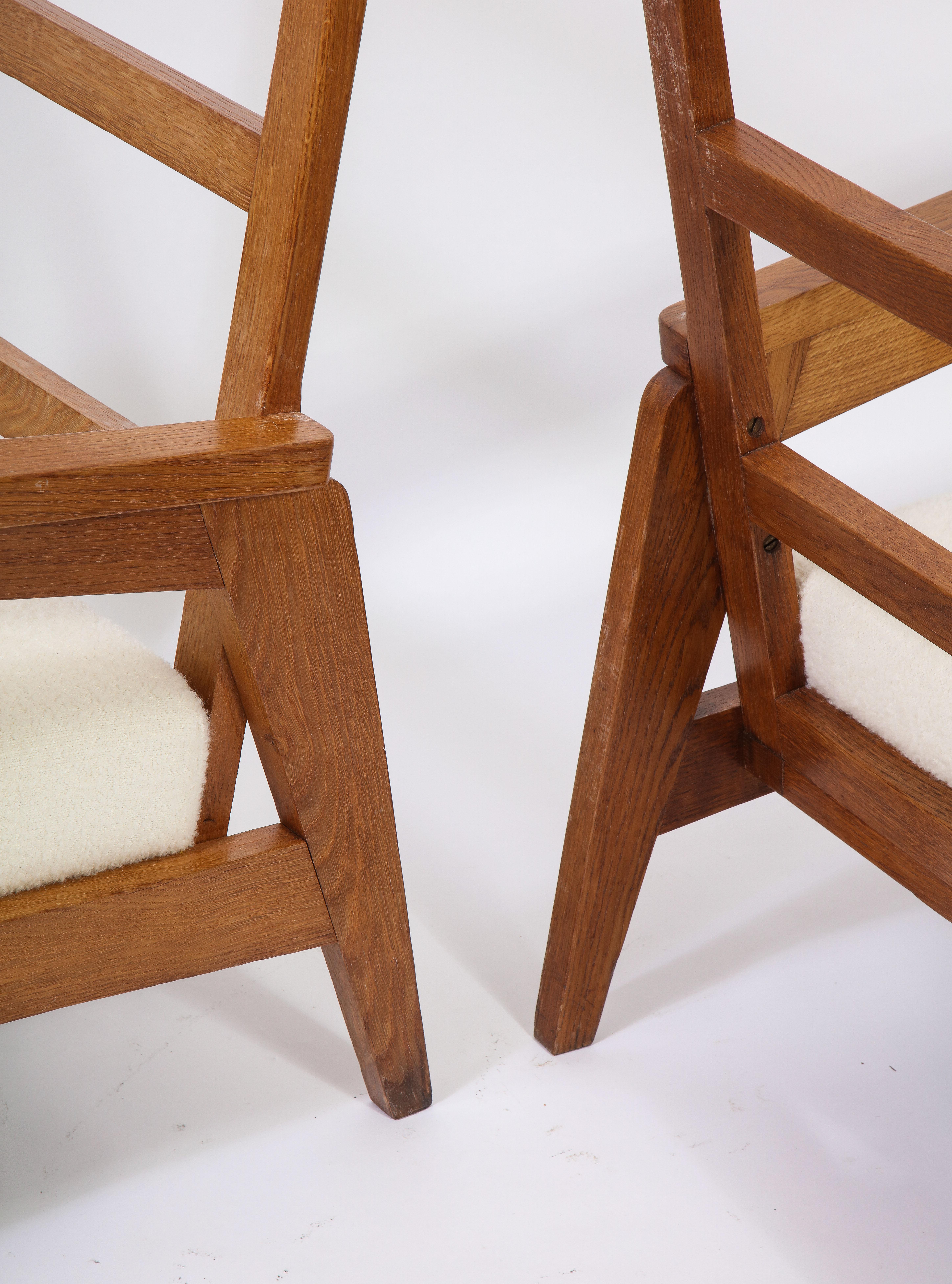 Reconstruction Oak Armchairs, Style of Gabriel, France, 1950s In Good Condition In New York, NY