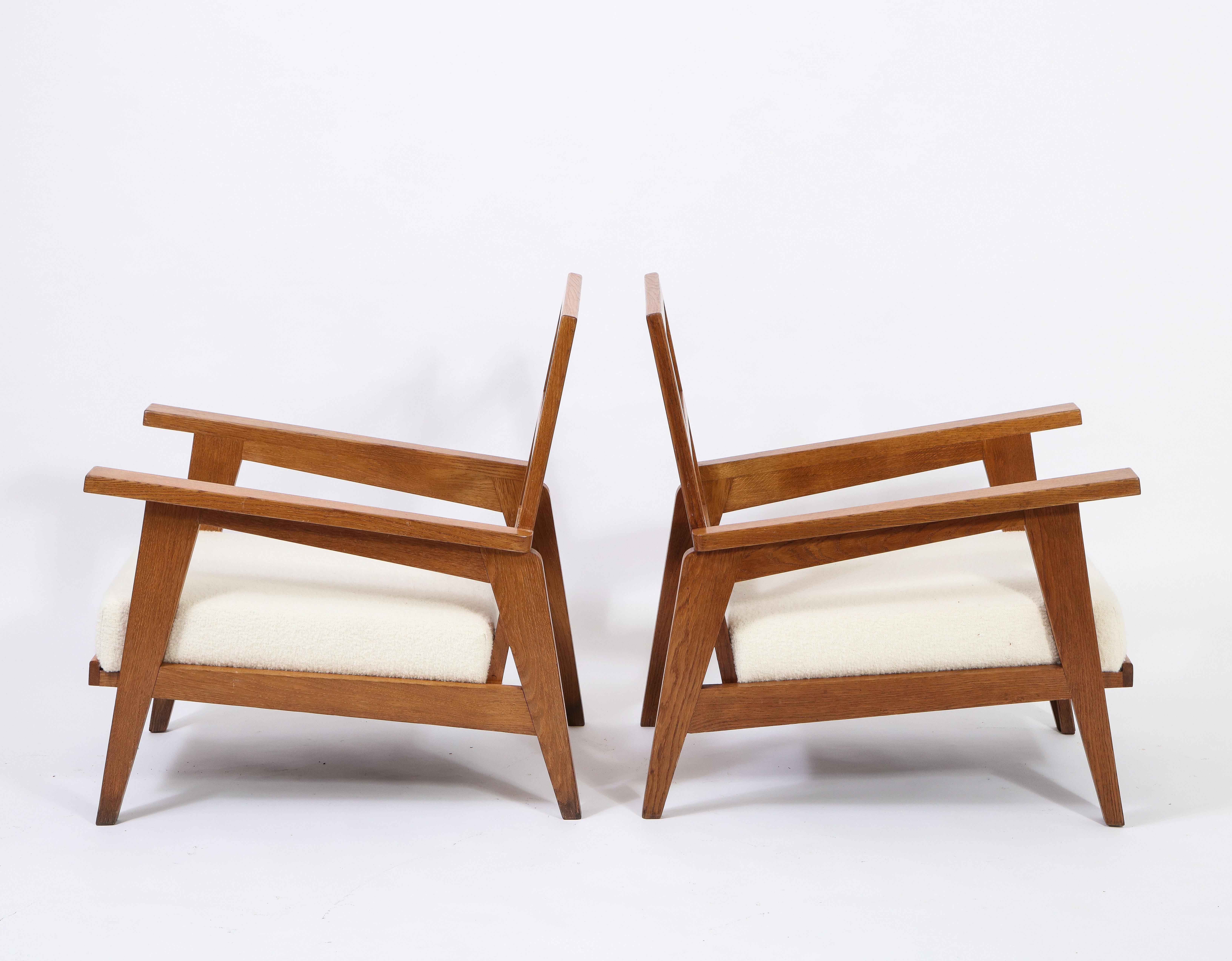20th Century Reconstruction Oak Armchairs, Style of Gabriel, France, 1950s
