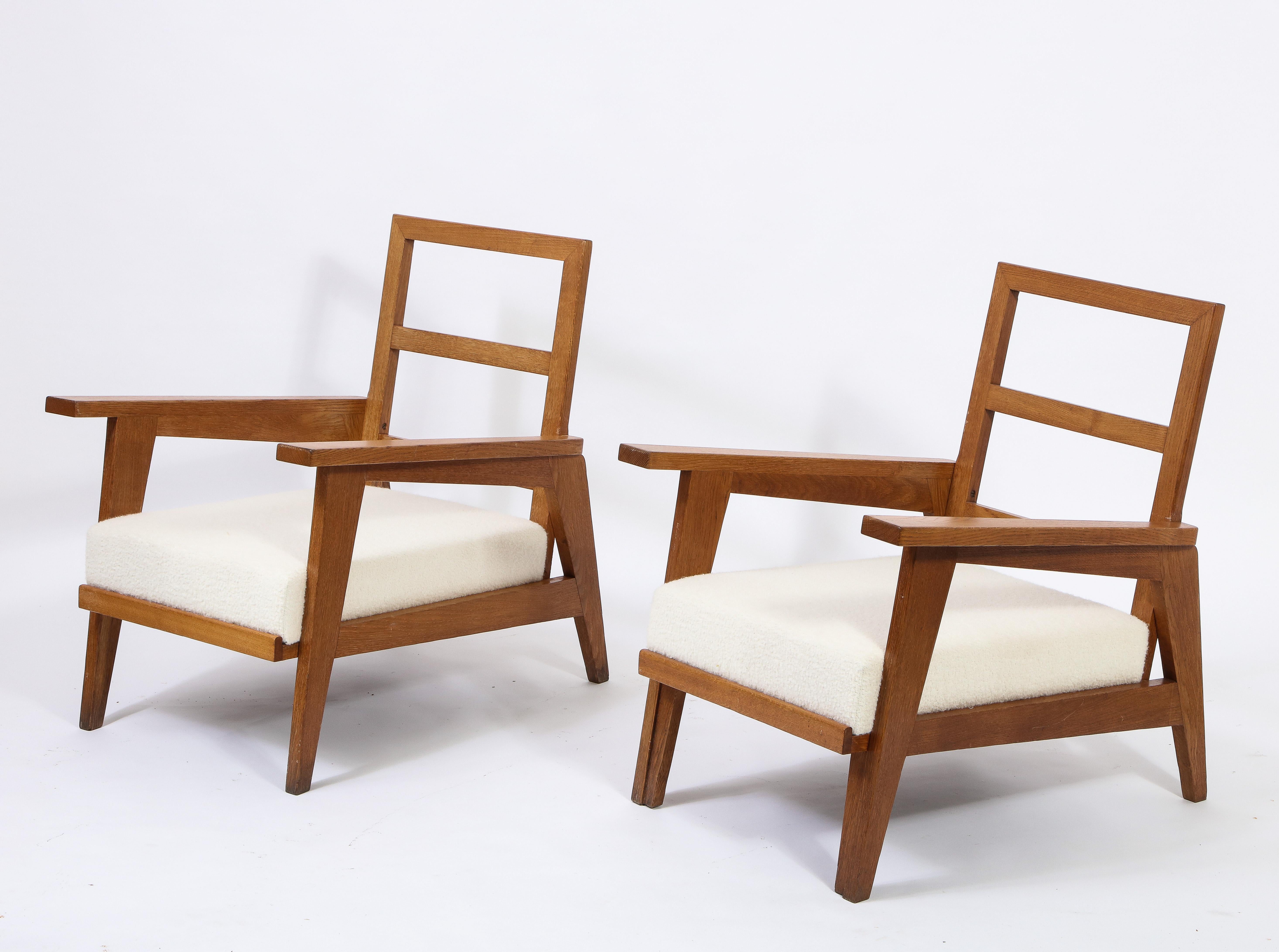 Reconstruction Oak Armchairs, Style of Gabriel, France, 1950s 2