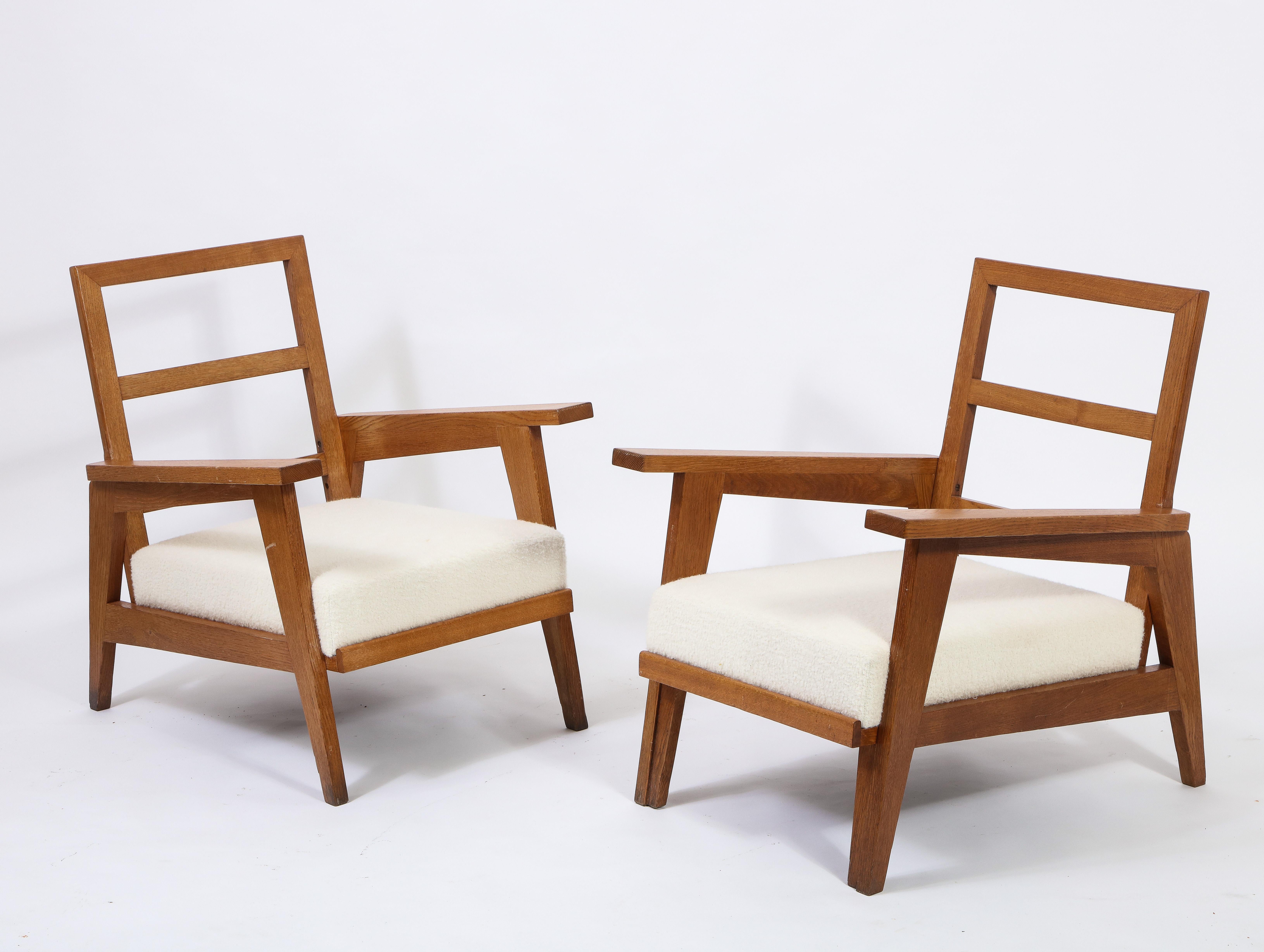 Reconstruction Oak Armchairs, Style of Gabriel, France, 1950s 3
