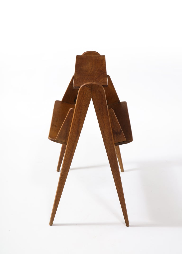 Reconstruction Oak Magazine Rack, France, 1950s For Sale at 1stDibs