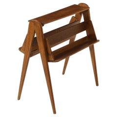 Reconstruction Oak Magazine Rack, France 1950's