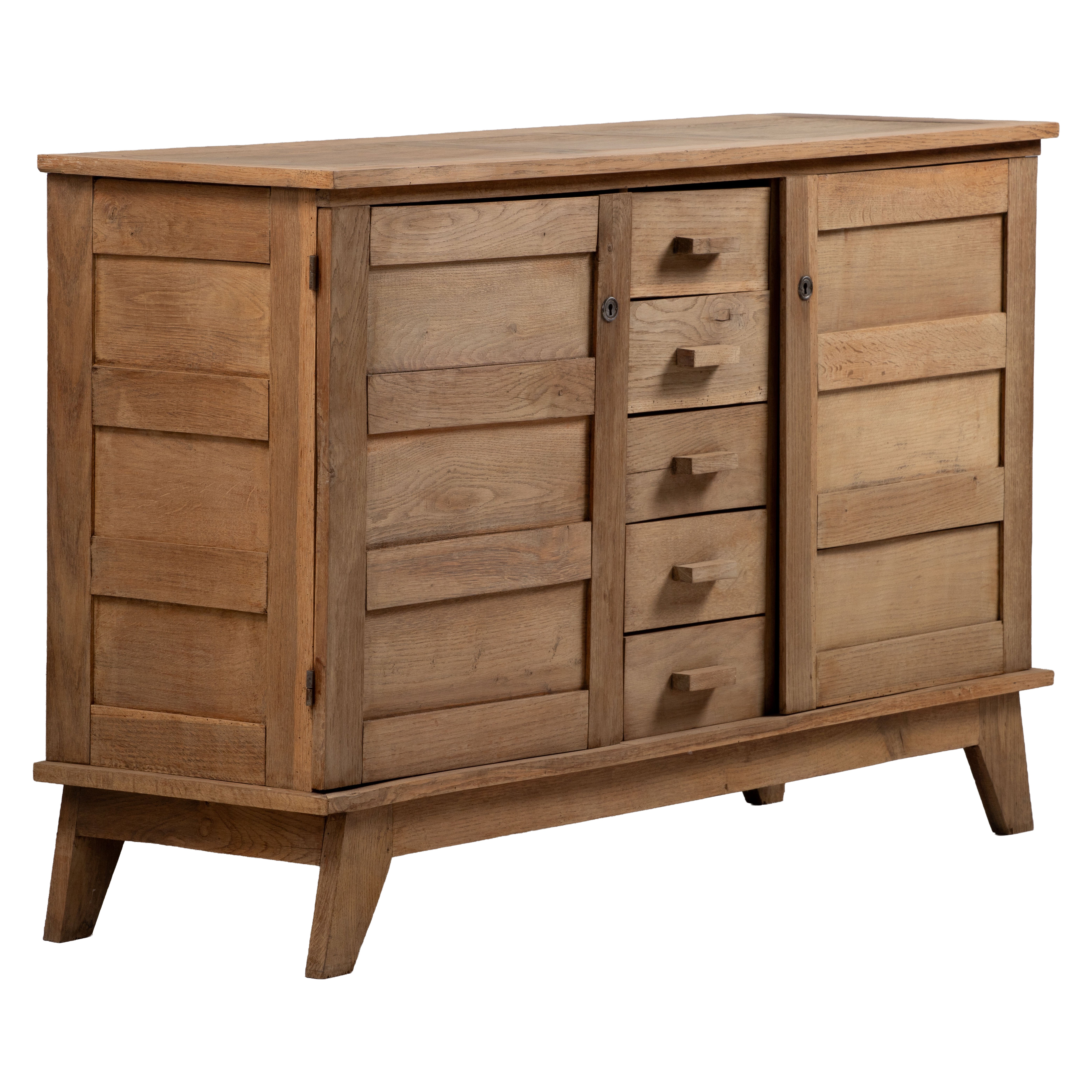 Reconstruction Oak Sideboard by René Gabriel, France, 1950s