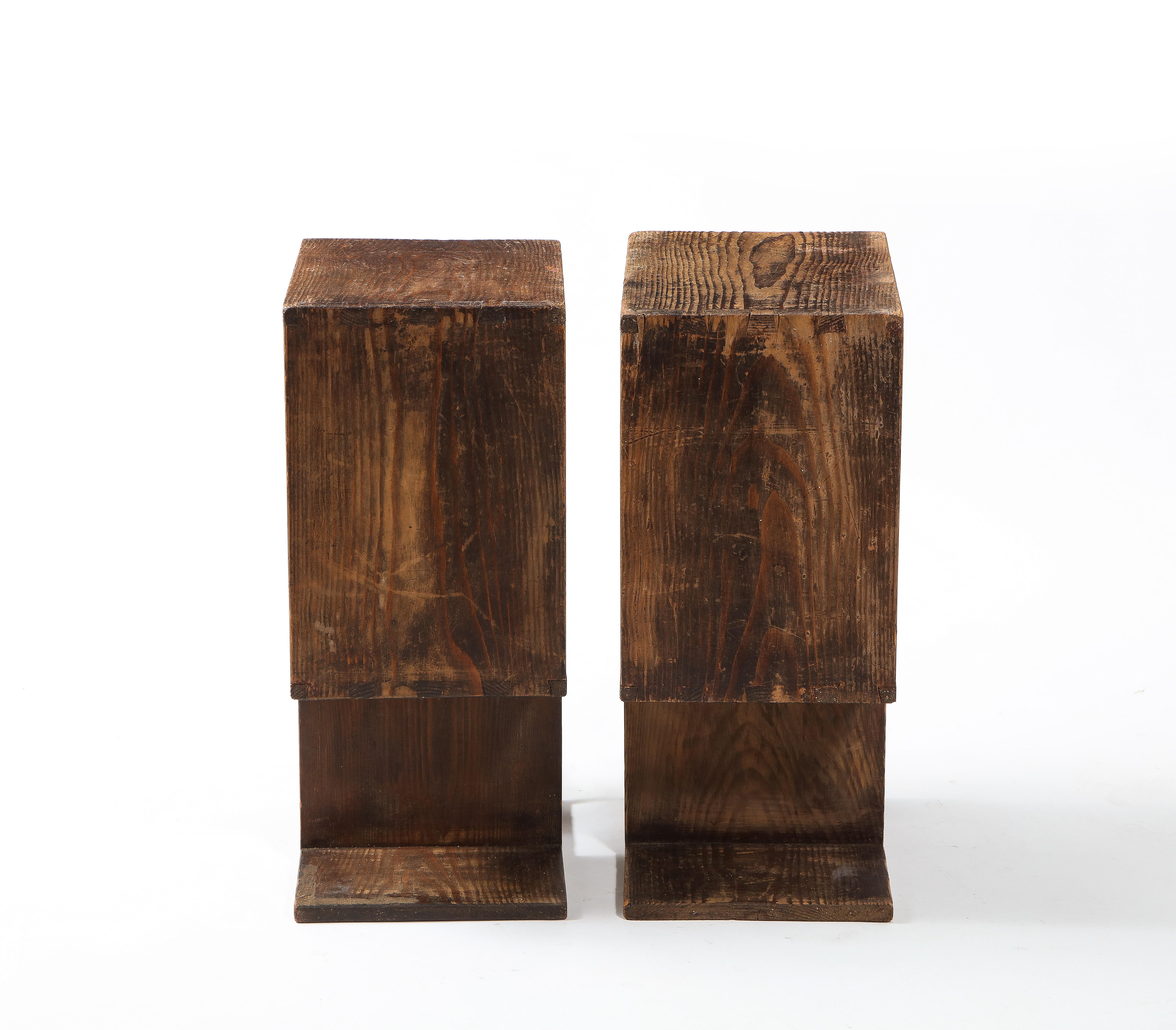 French Reconstruction Pine End Tables, France 1950's