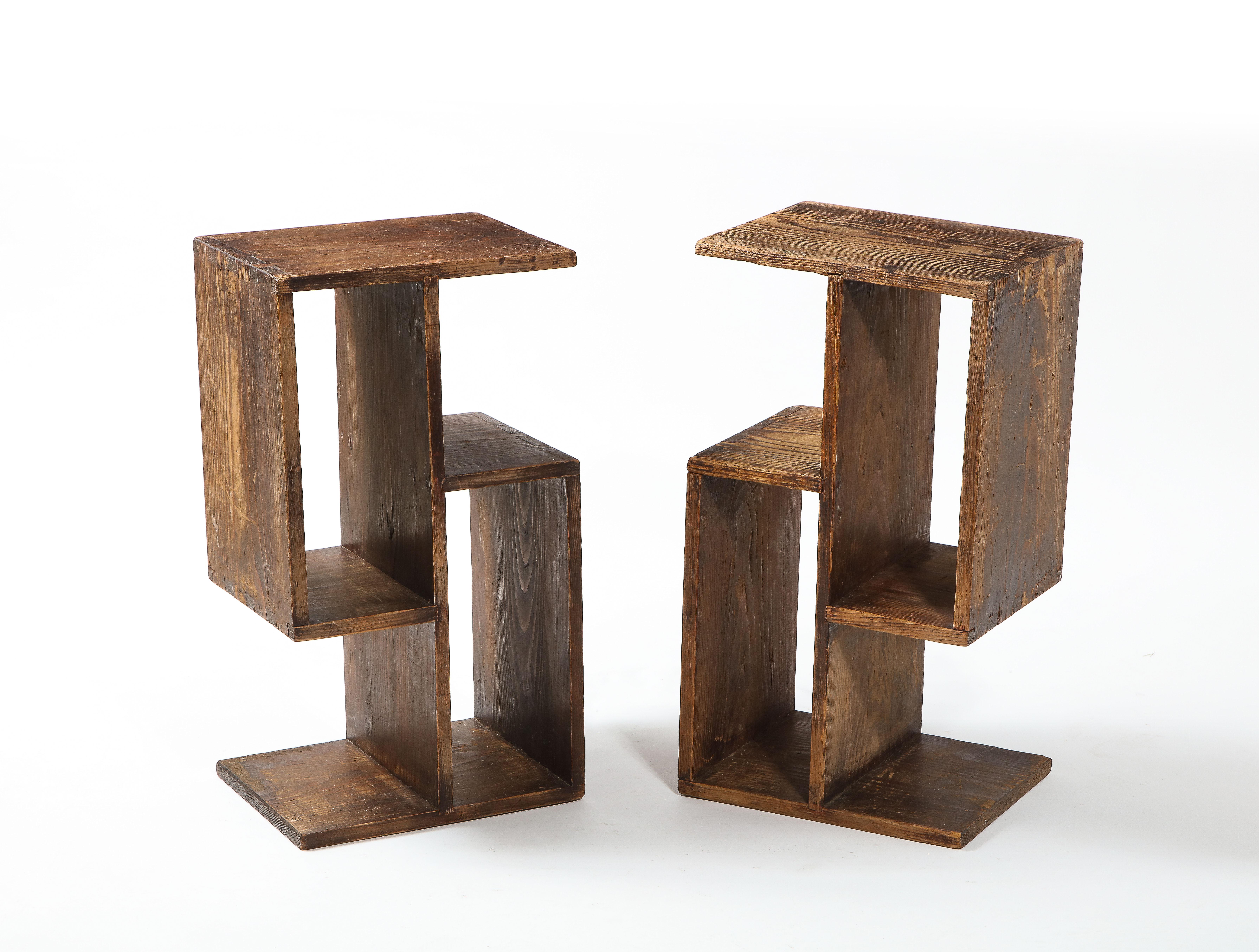 Reconstruction Pine End Tables, France 1950's 1