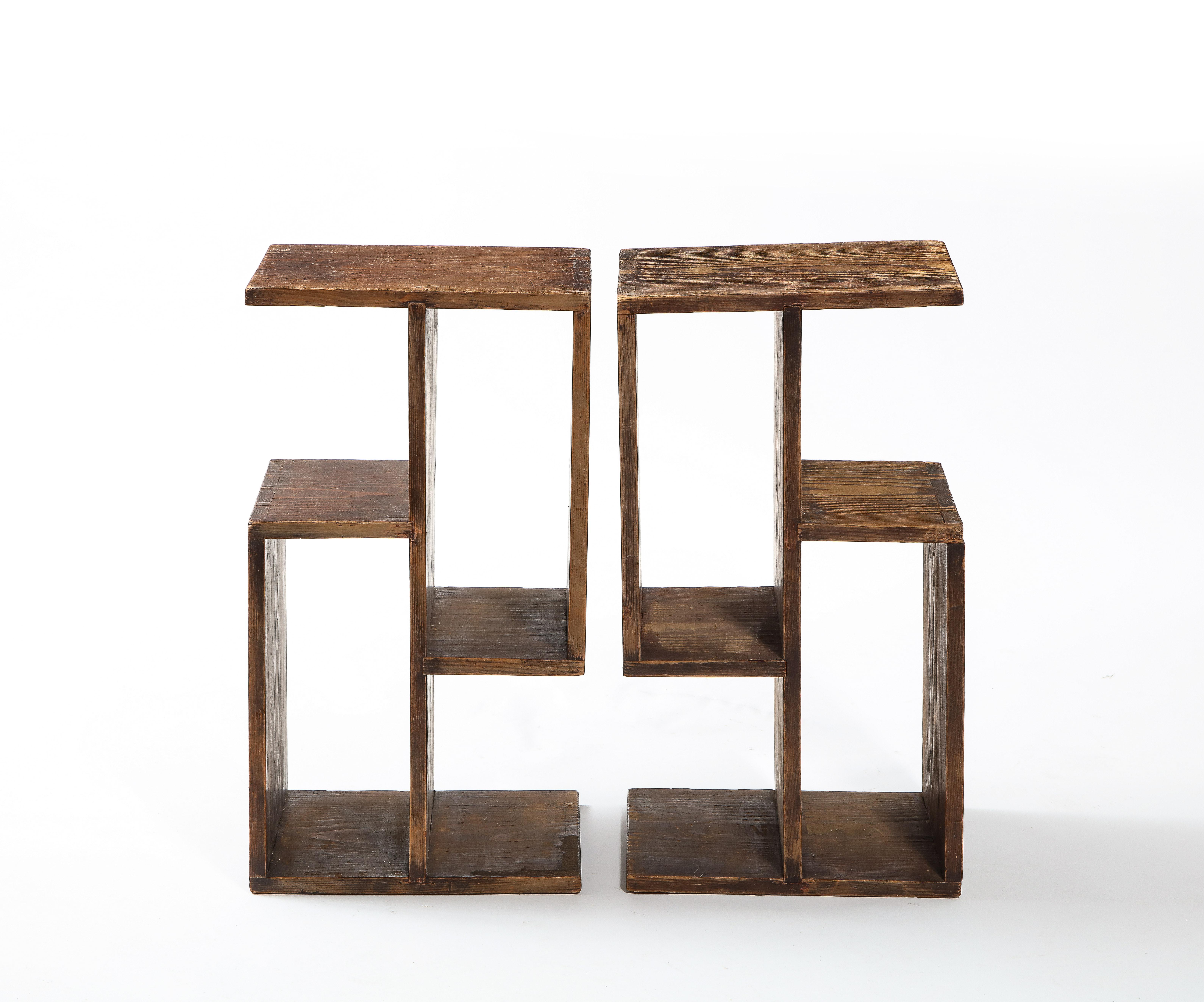Reconstruction Pine End Tables, France 1950's 2