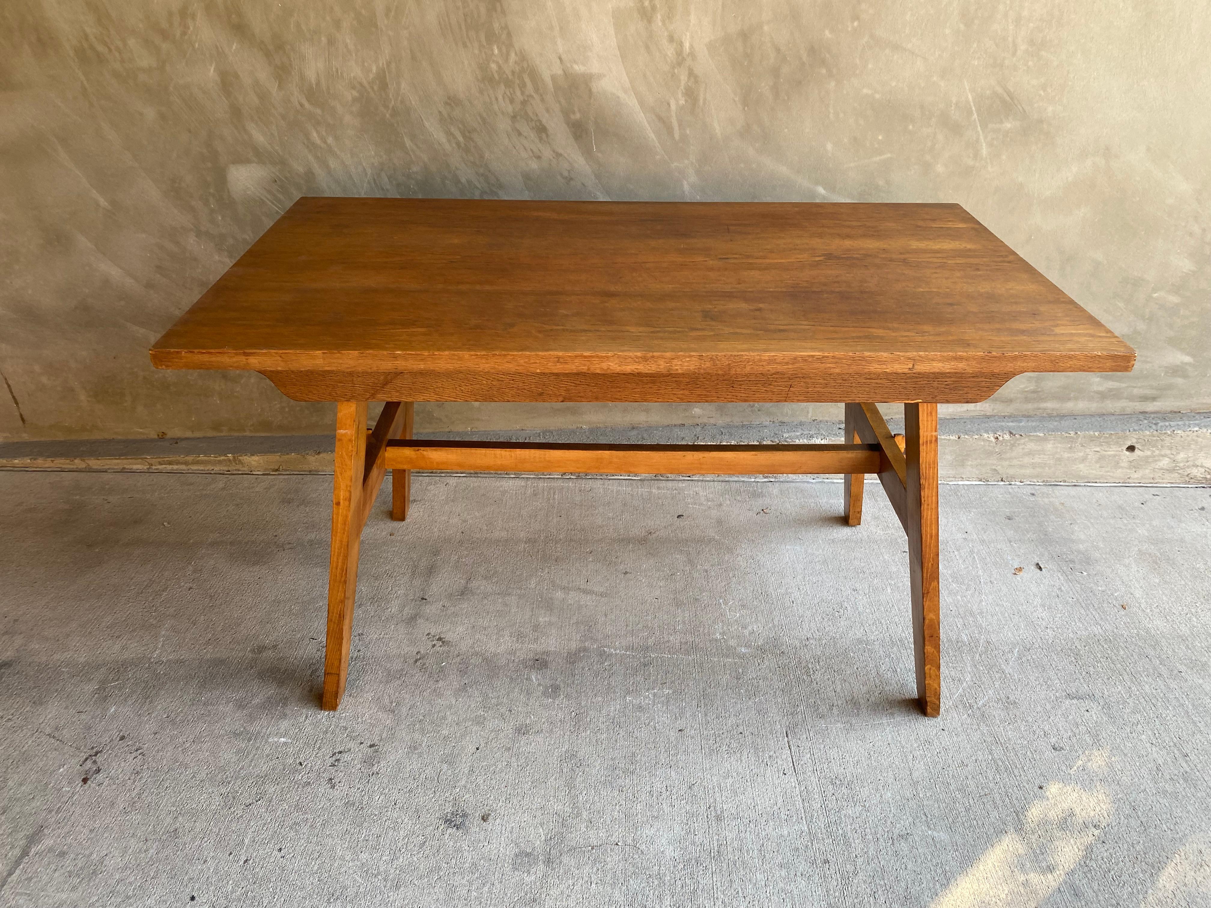 Mid-Century Modern Reconstruction Style Dining Table, Rene Gabriel, France, 1940-50