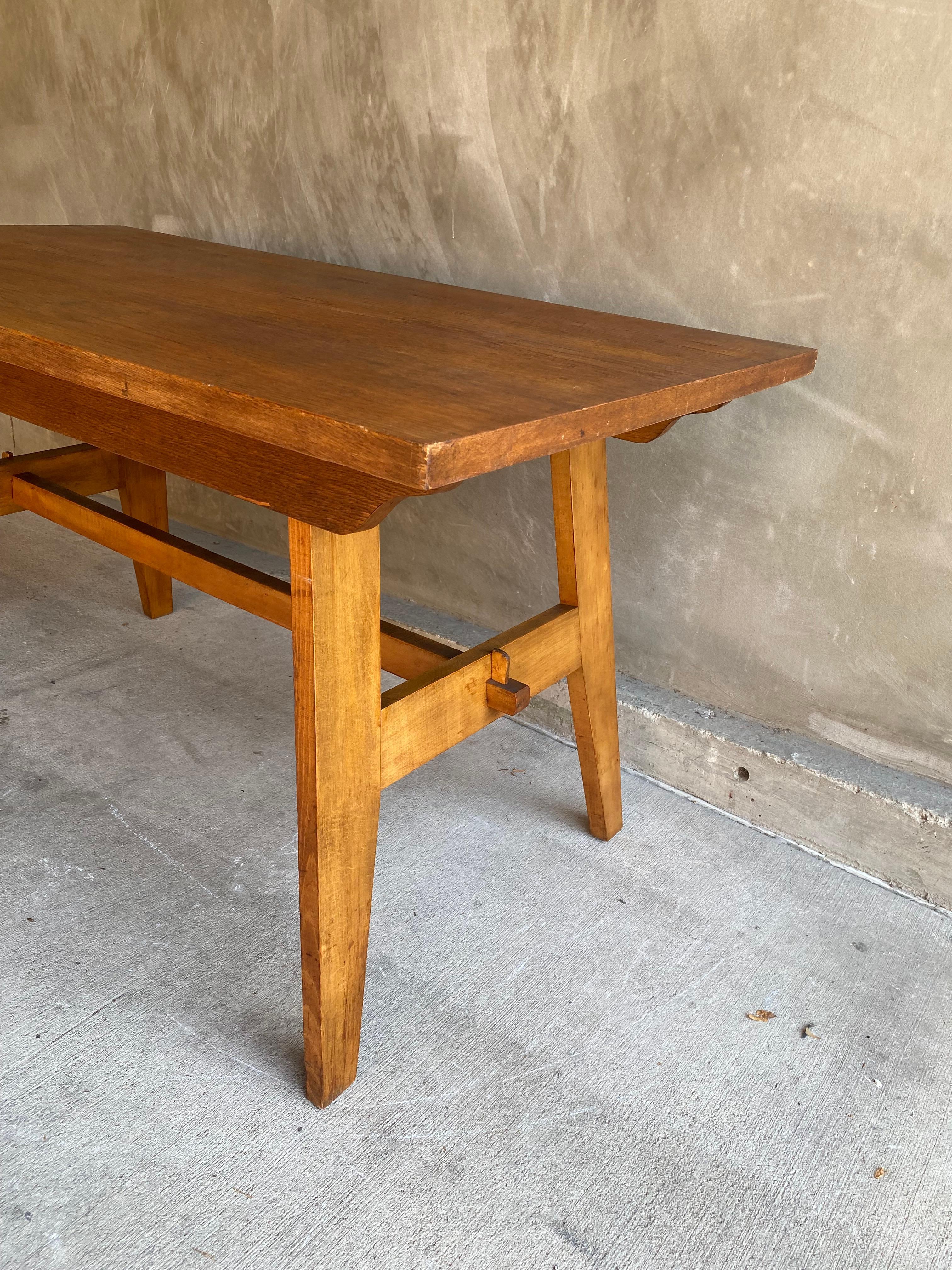 Mid-20th Century Reconstruction Style Dining Table, Rene Gabriel, France, 1940-50 For Sale