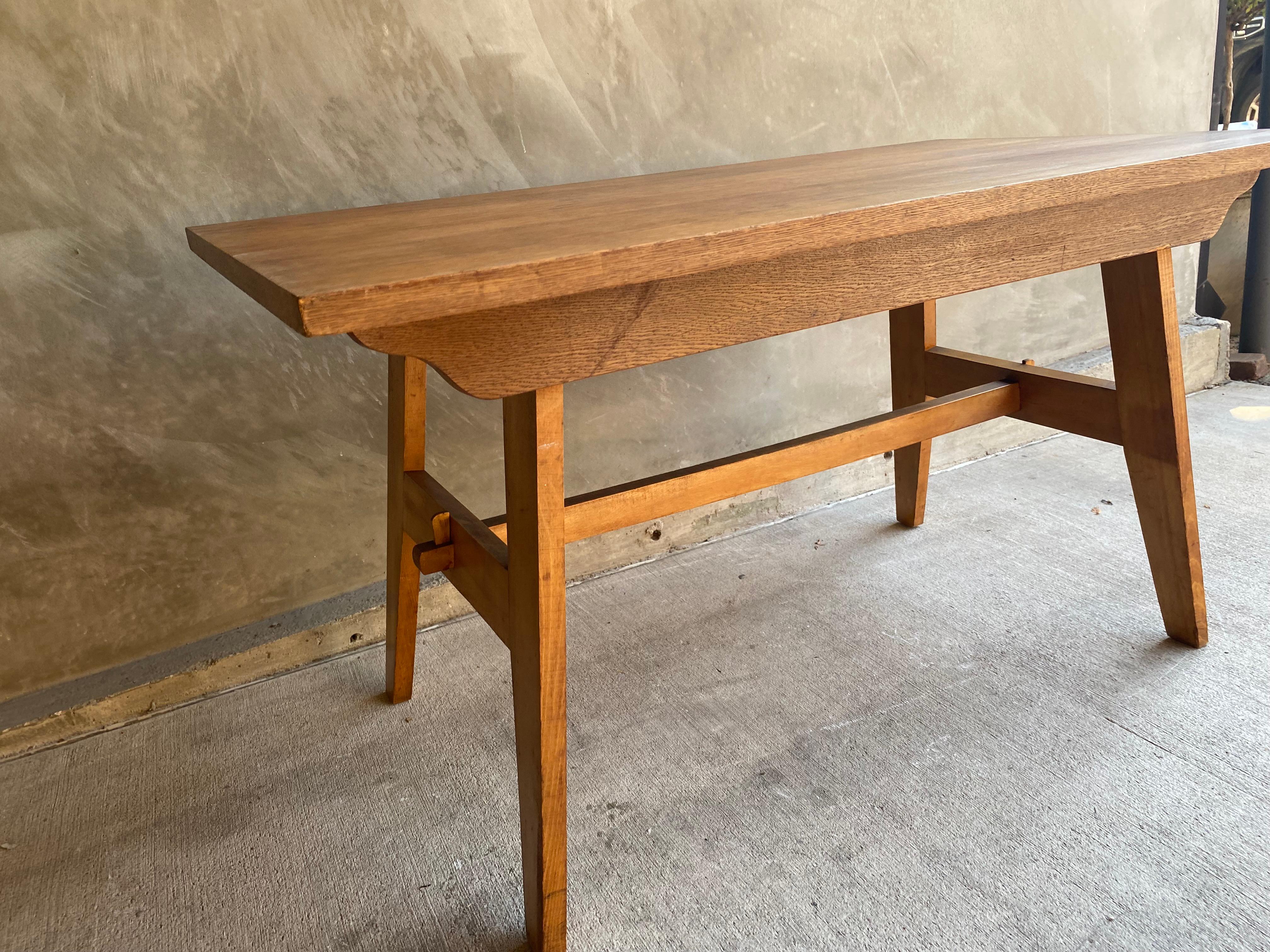 Oak Reconstruction Style Dining Table, Rene Gabriel, France, 1940-50 For Sale