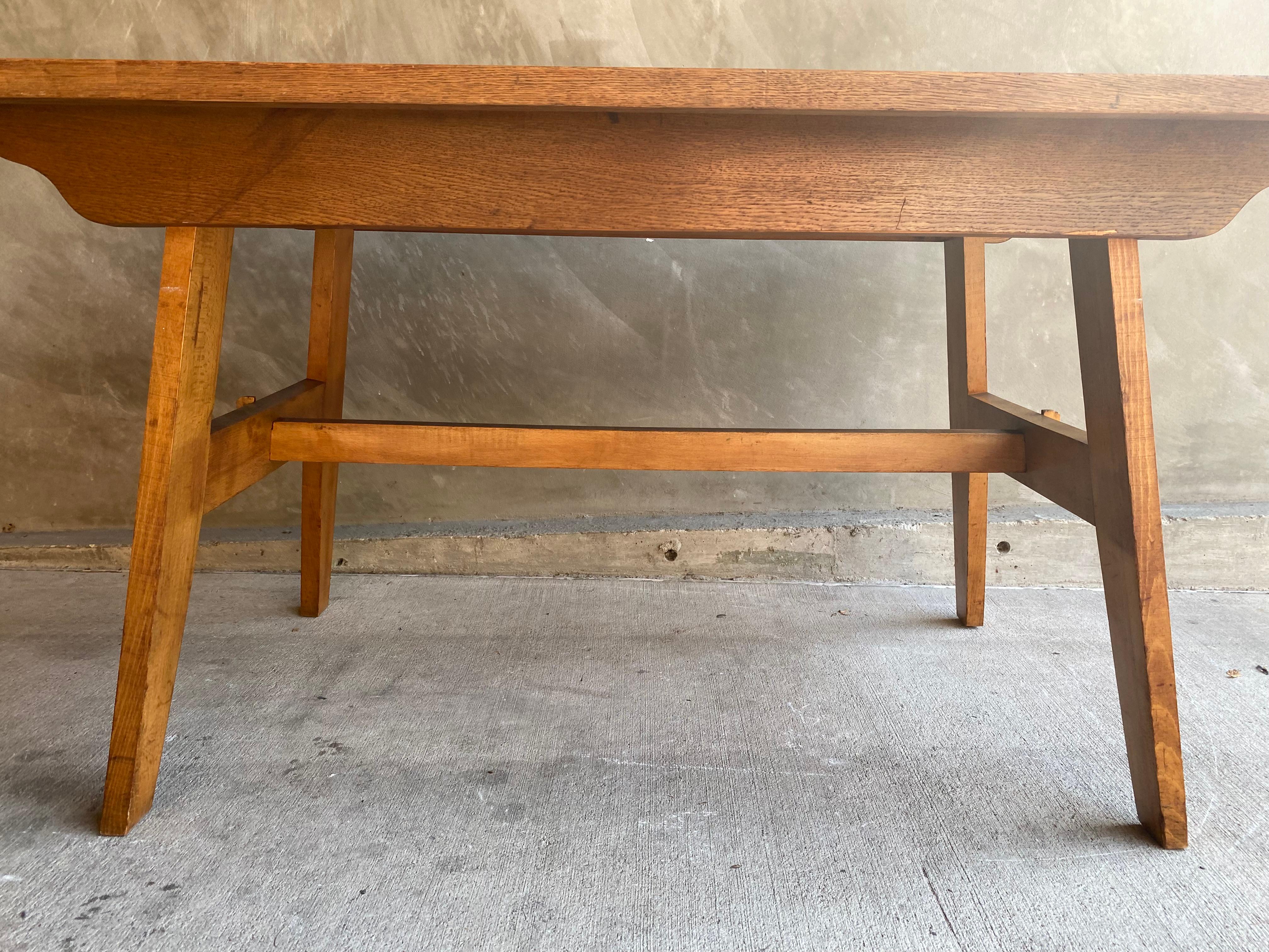 Reconstruction Style Dining Table, Rene Gabriel, France, 1940-50 2