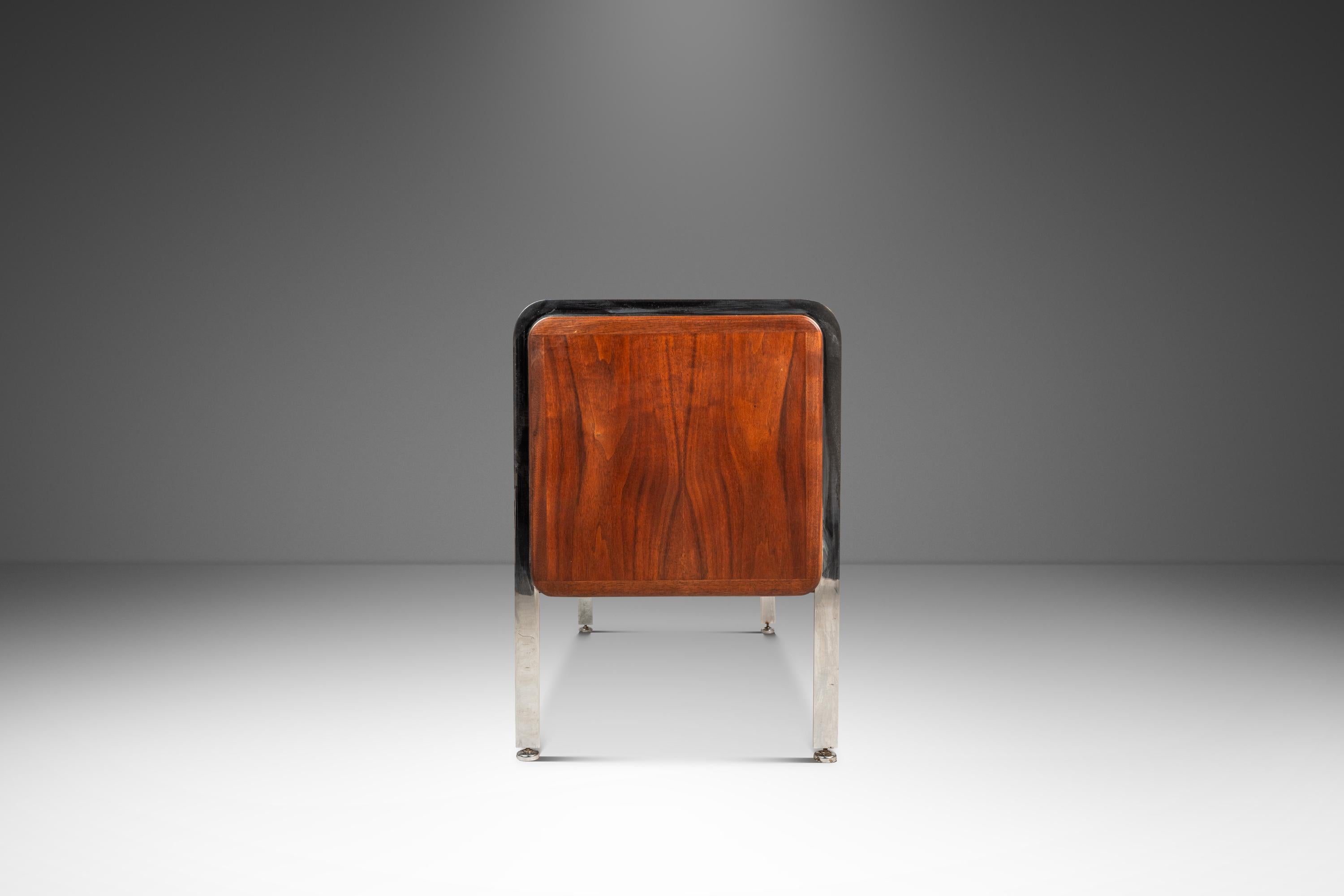 Canadian Record Cabinet in Teak w/ Chrome Legs After Ste Marie & Laurent, Canada, c. 1970 For Sale