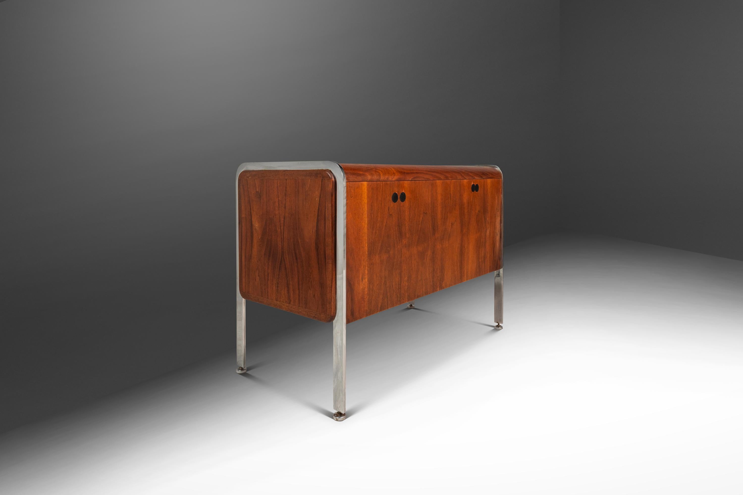 Record Cabinet in Teak w/ Chrome Legs After Ste Marie & Laurent, Canada, c. 1970 In Good Condition For Sale In Deland, FL