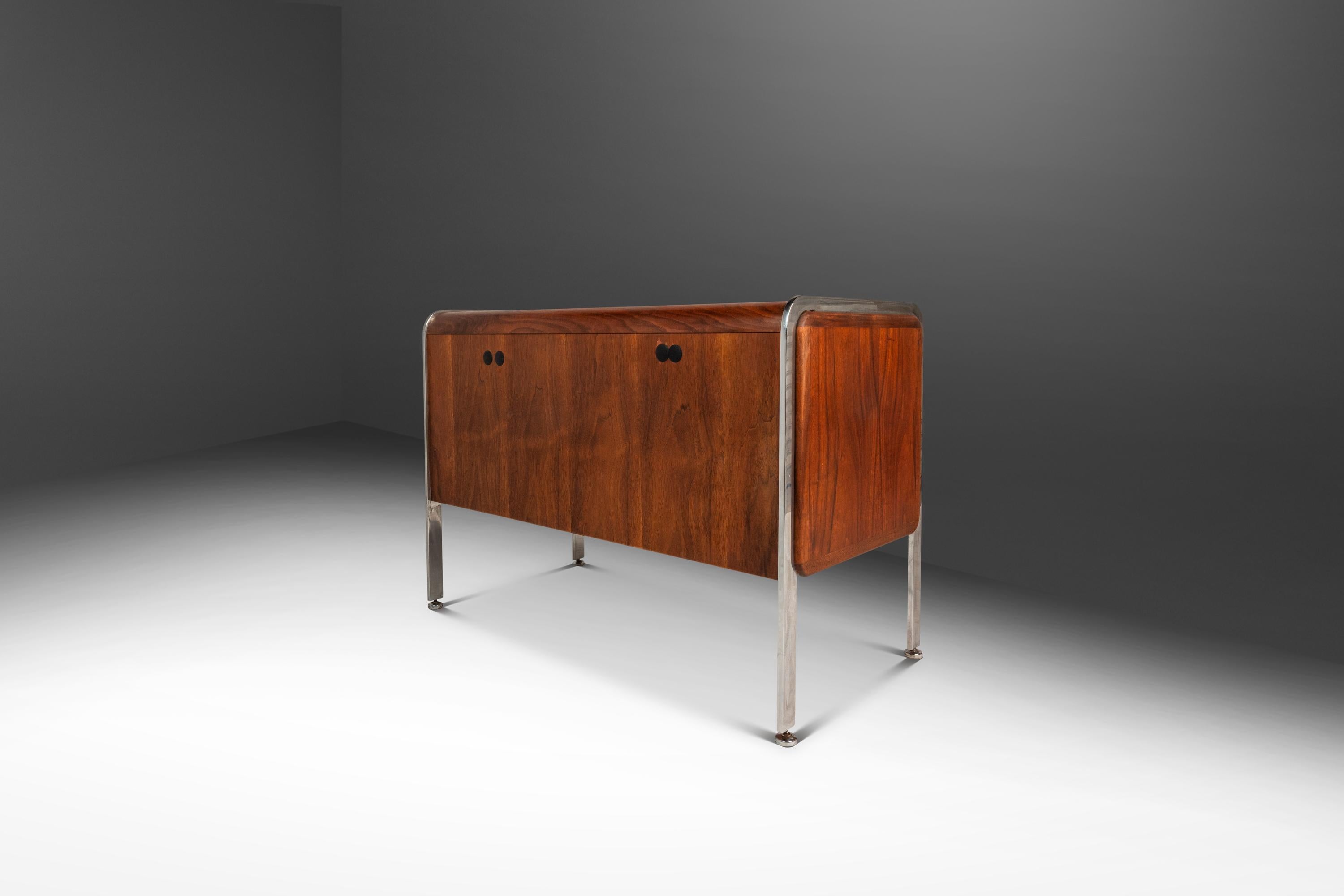 Record Cabinet in Teak w/ Chrome Legs After Ste Marie & Laurent, Canada, c. 1970 For Sale 1