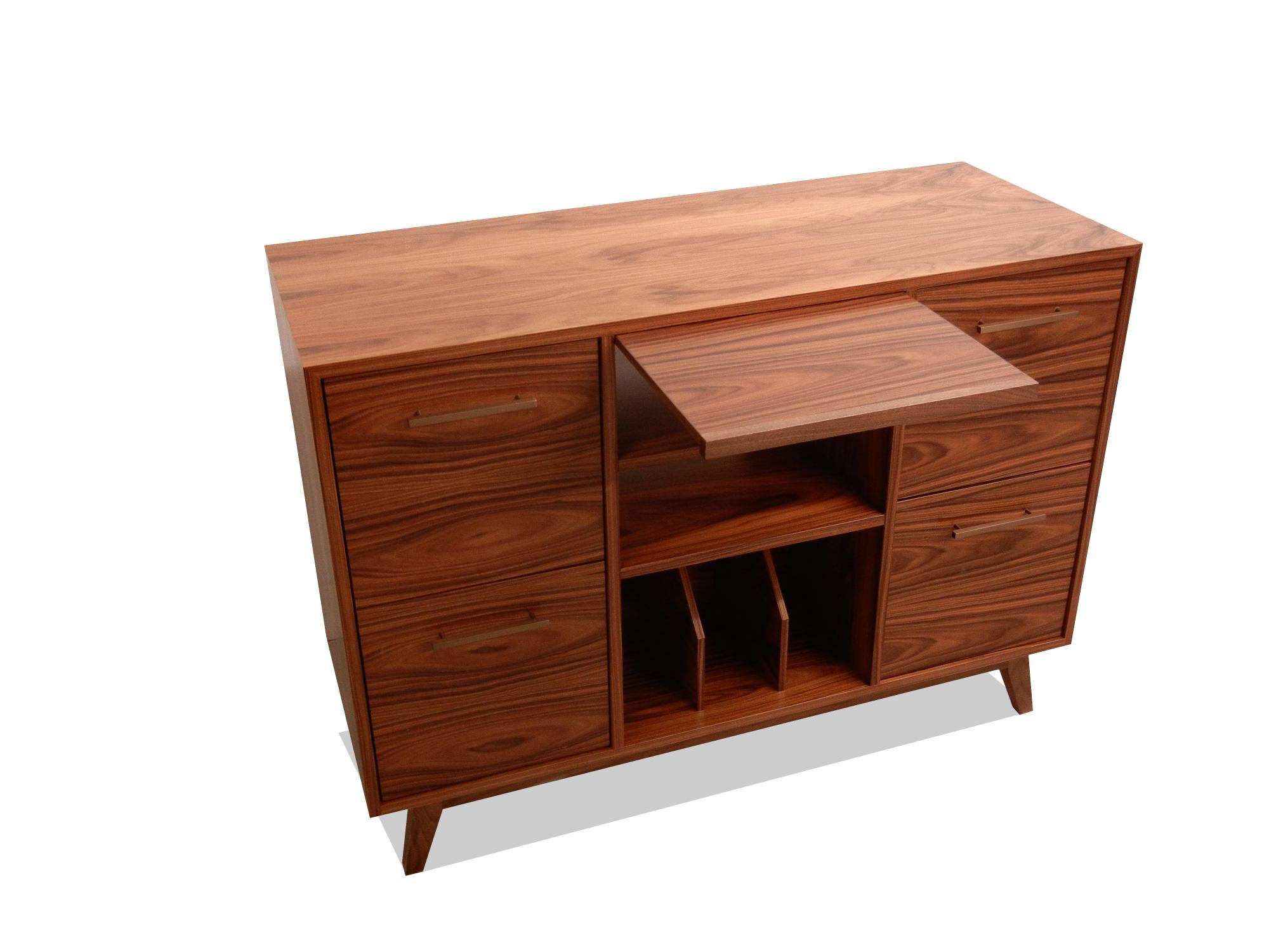 Offene/Schrank-Plattenschrank-Anrichte für Analog Stereo LPs, Vinyl Media Sideboard (Moderne) im Angebot
