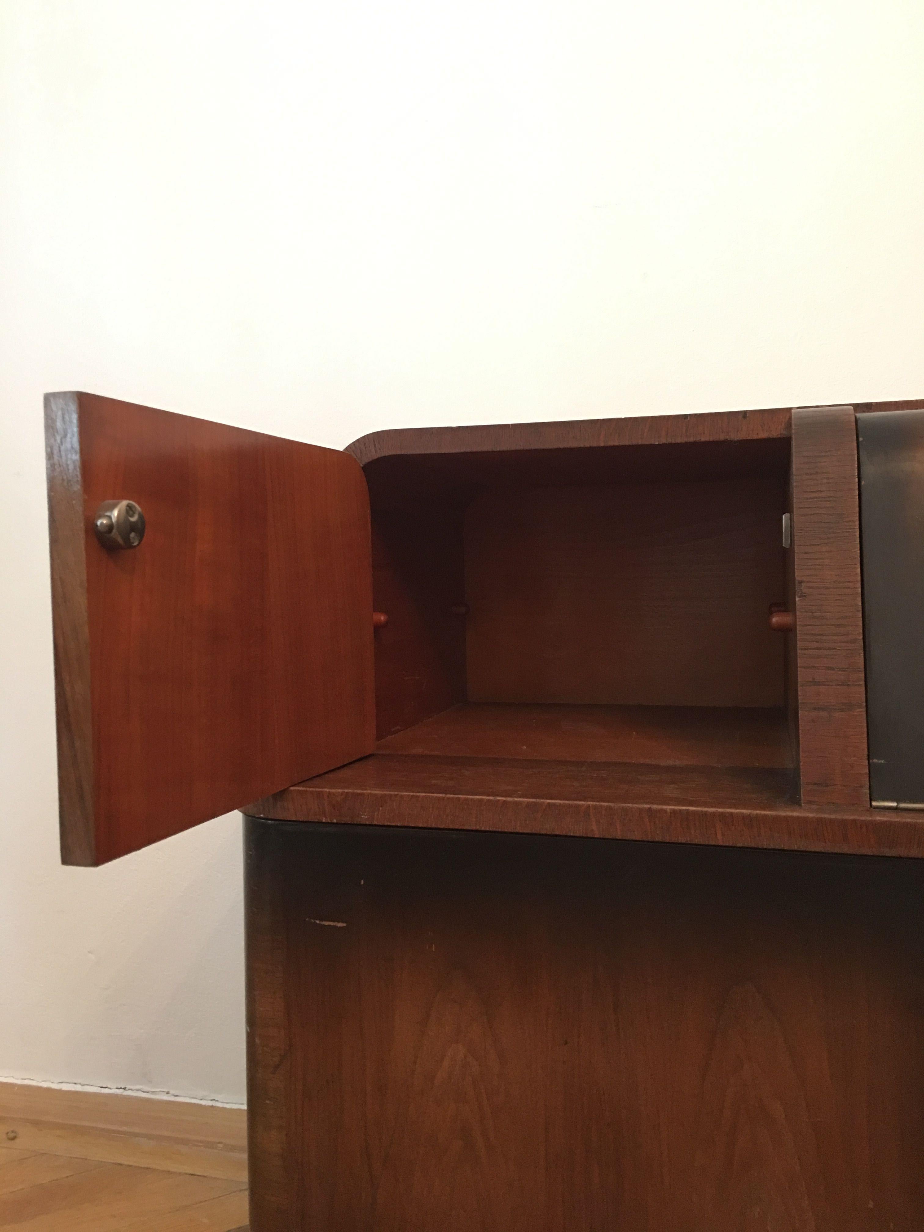 Walnut Record Player Cabinet by Jindrich Halabala for Up Zavody, Czechoslovakia, 1930s