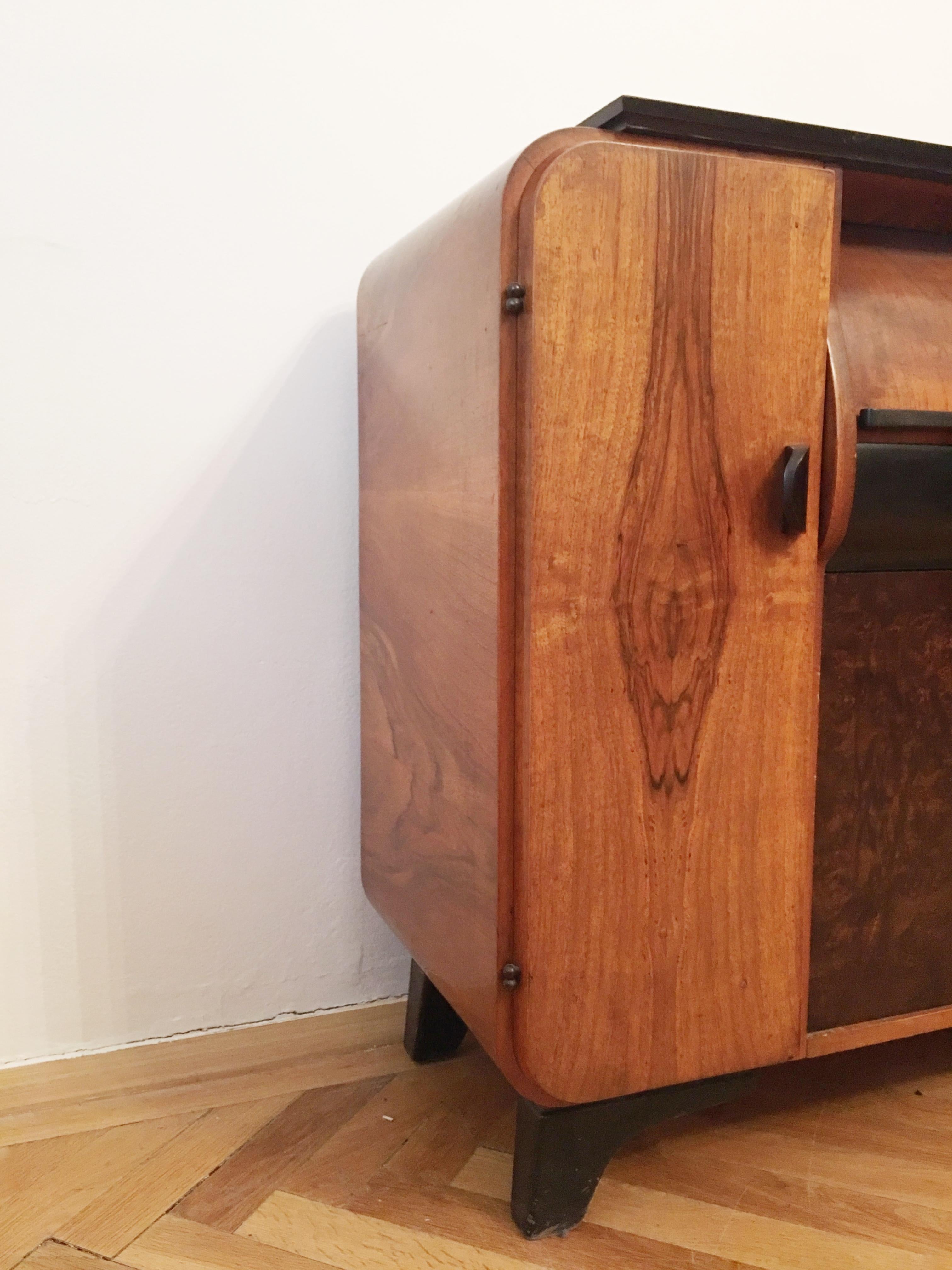 Mid-20th Century Record Player Cabinet by Jindrich Halabala for Up Zavody, Czechoslovakia, 1930s For Sale