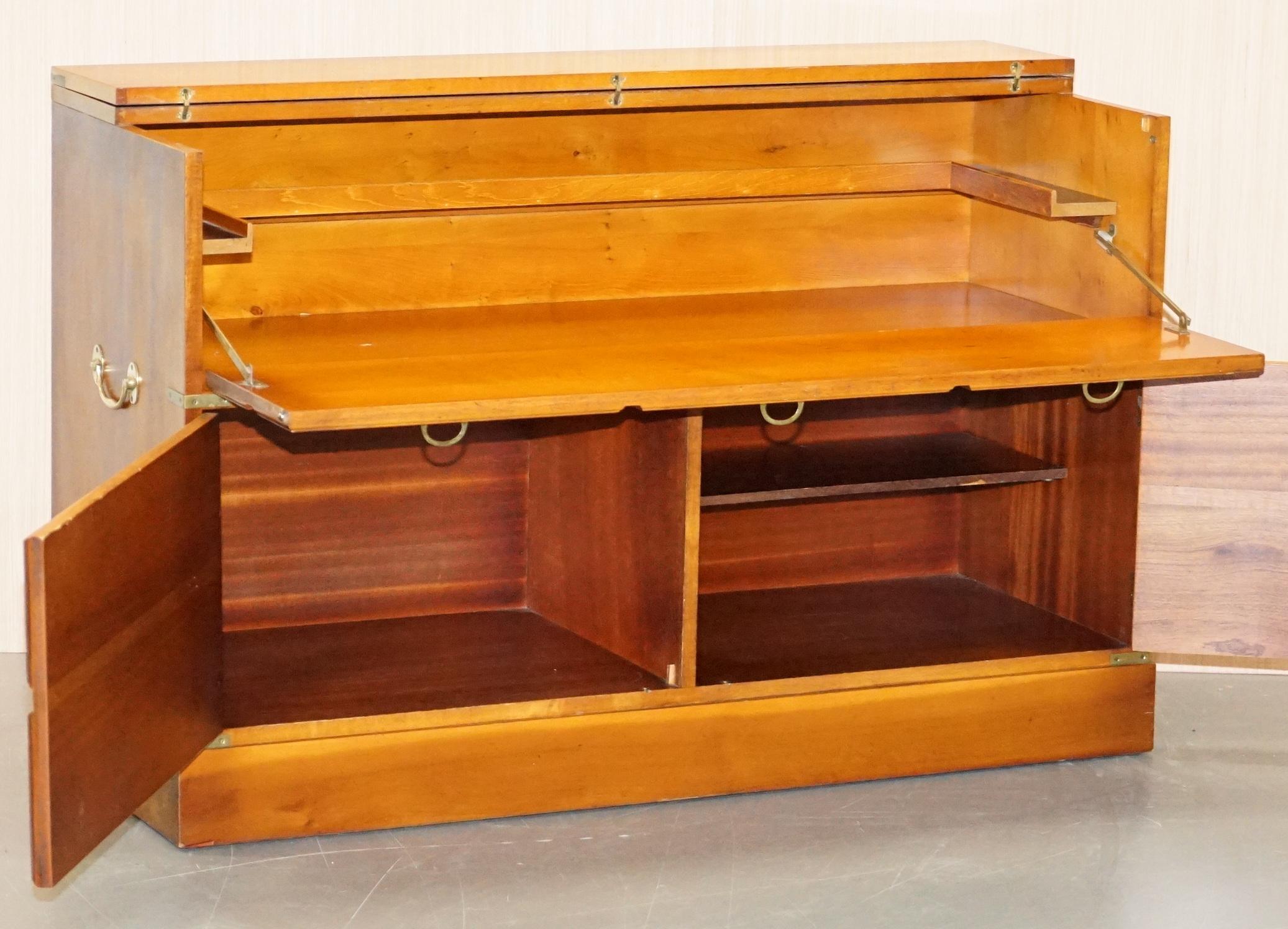 Record Player Cabinet Hidden Inside Military Campaign Chest of Drawers 6