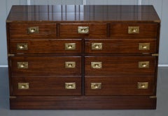 RECORD PLAYER CABINET HIDDEN INSIDE MILITARY CAMPAIGN CHEST CHEST OF DRAWERs