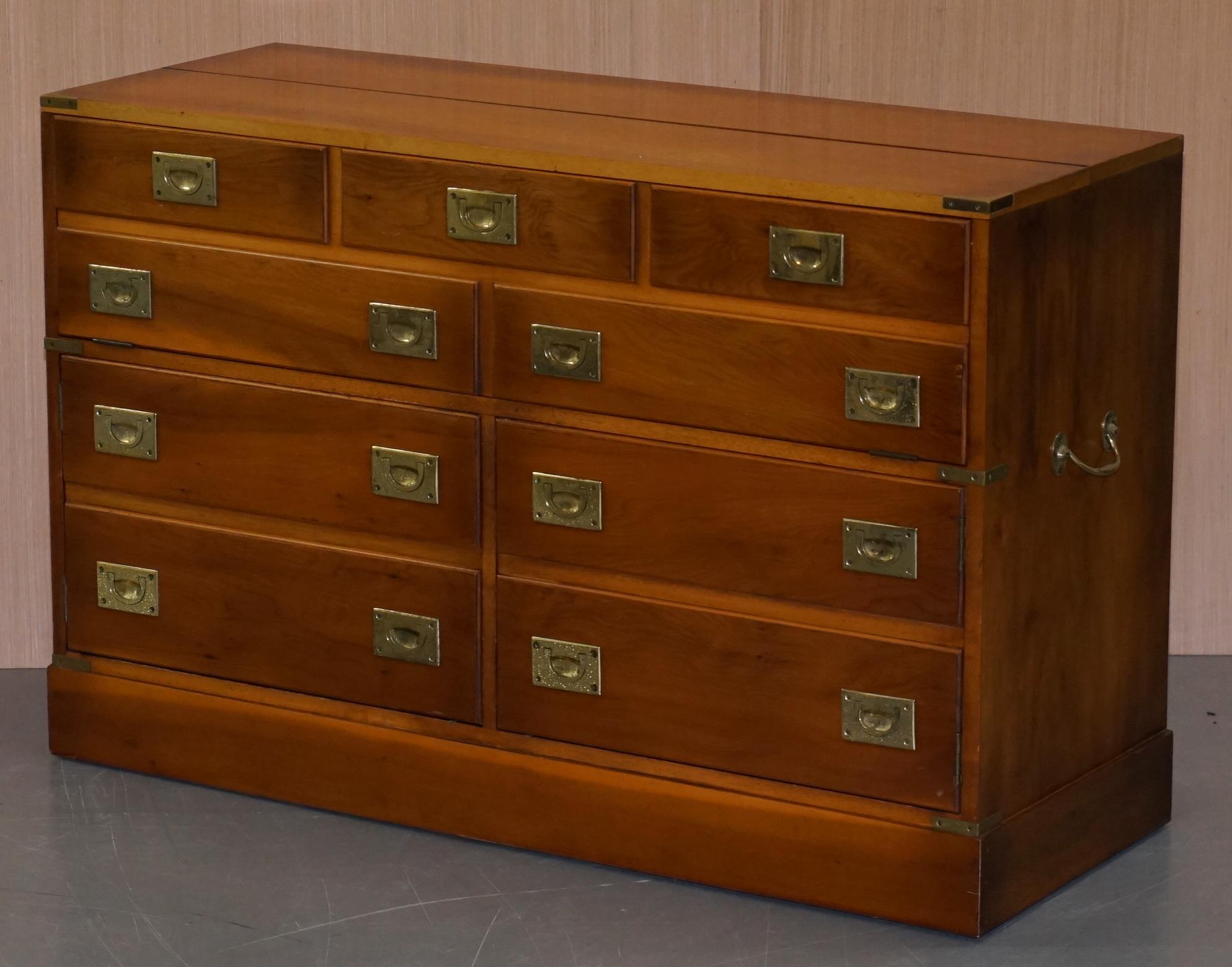 English Record Player Cabinet Hidden Inside Military Campaign Chest of Drawers