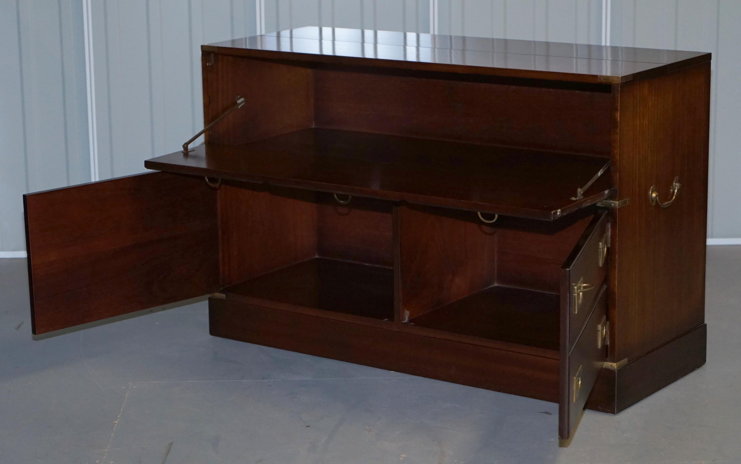 English RECORD PLAYER CABINET HIDDEN INSIDE MILITARY CAMPAIGN CHEST CHEST OF DRAWERs