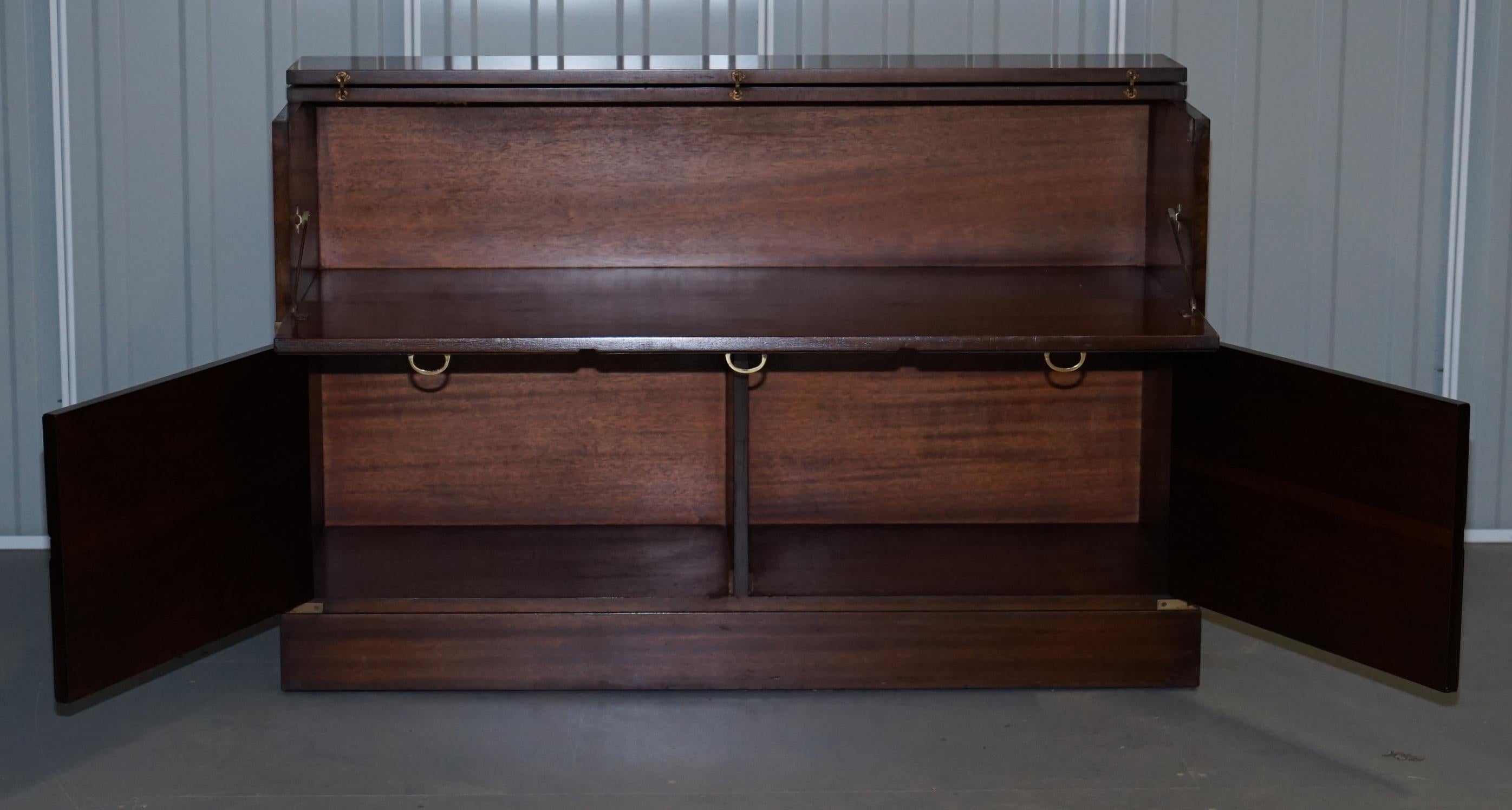 Hand-Crafted RECORD PLAYER CABINET HIDDEN INSIDE MILITARY CAMPAIGN CHEST CHEST OF DRAWERs