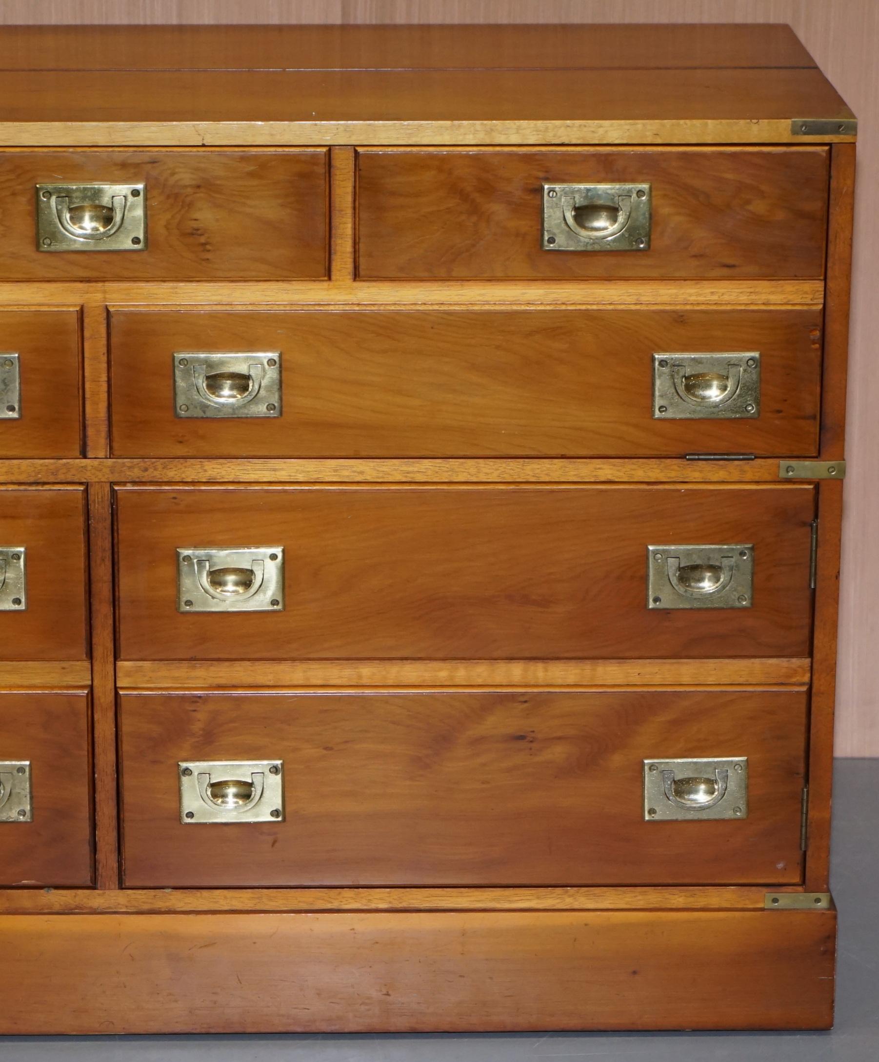 Brass Record Player Cabinet Hidden Inside Military Campaign Chest of Drawers