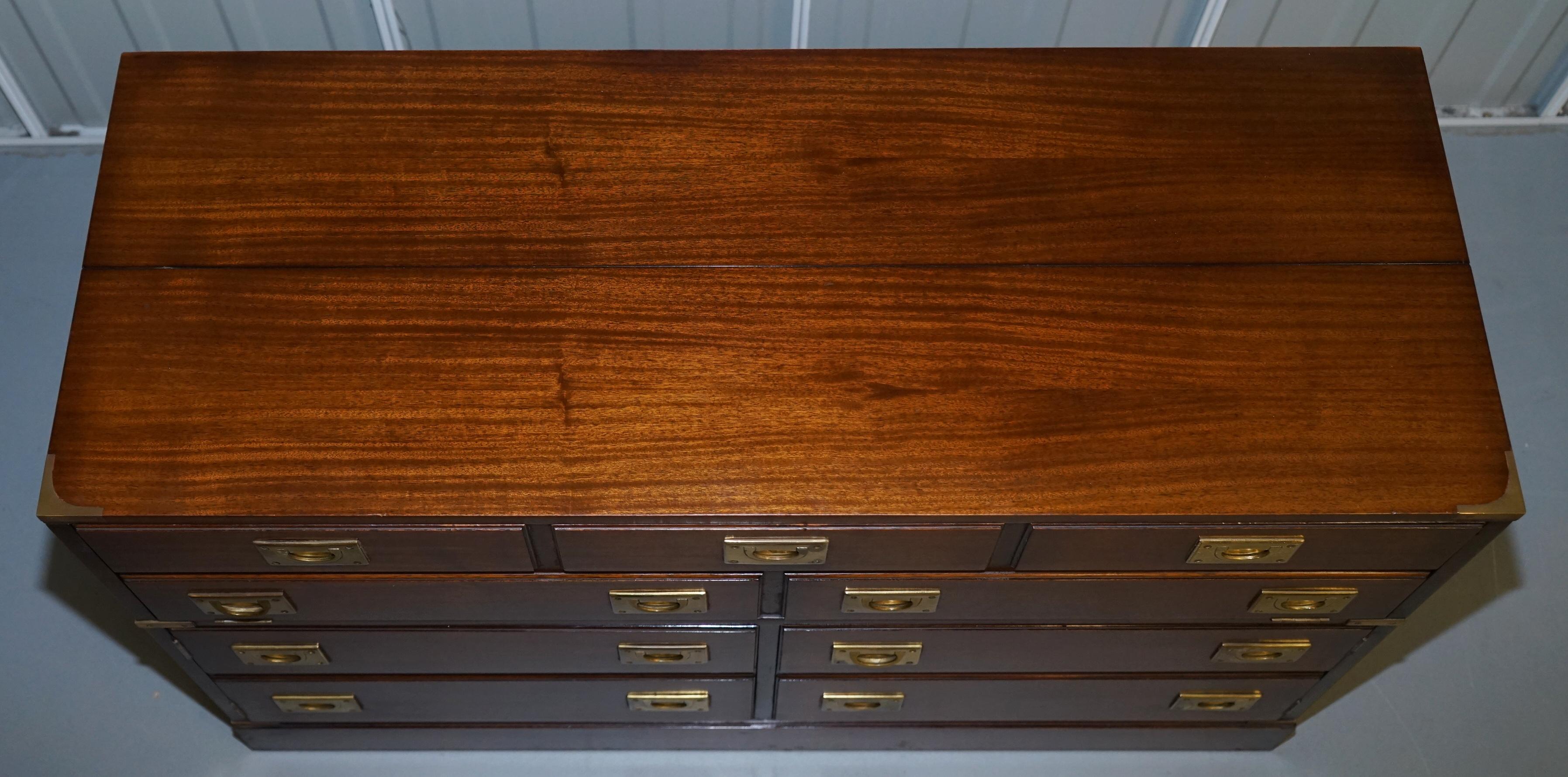 Mahogany RECORD PLAYER CABINET HIDDEN INSIDE MILITARY CAMPAIGN CHEST CHEST OF DRAWERs