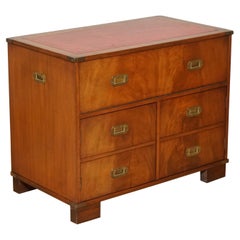 Record Player Cabinet Hidden Inside Military Campaign Chest of Drawers Leather