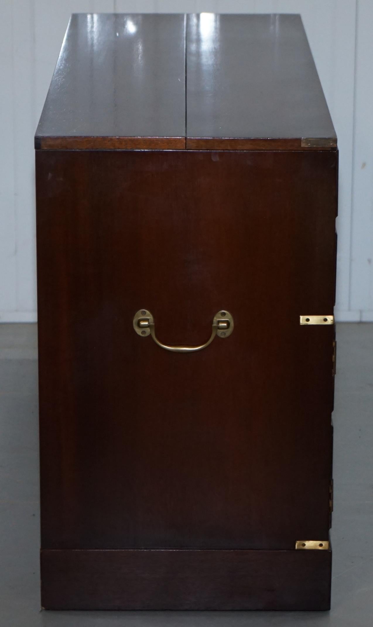 Mahogany Record Player Media Cupboard Sideboard Housed in Military Campaign Drawers