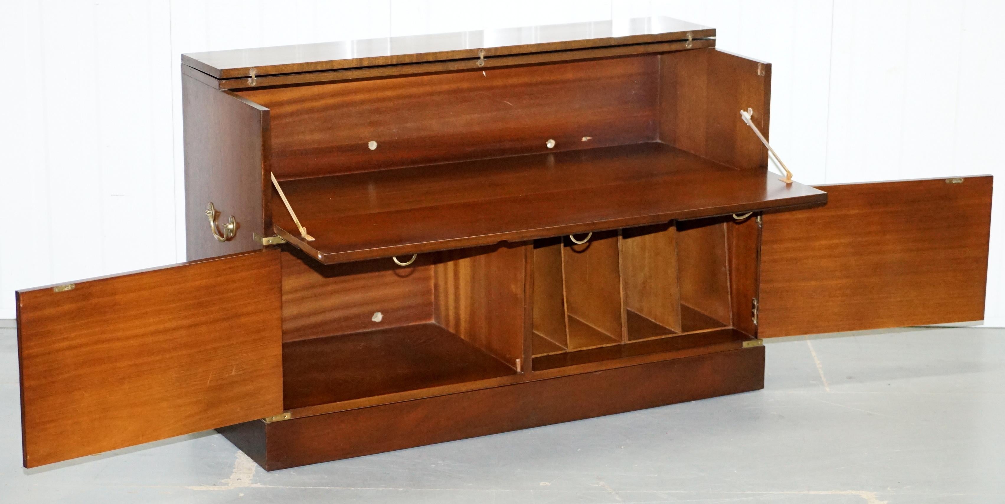 Record Player Media Cupboard Sideboard Housed in Military Campaign Drawers 2