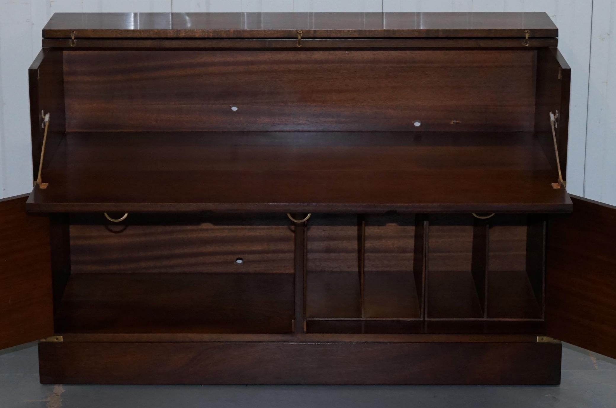 Record Player Media Cupboard Sideboard Housed in Military Campaign Drawers 3