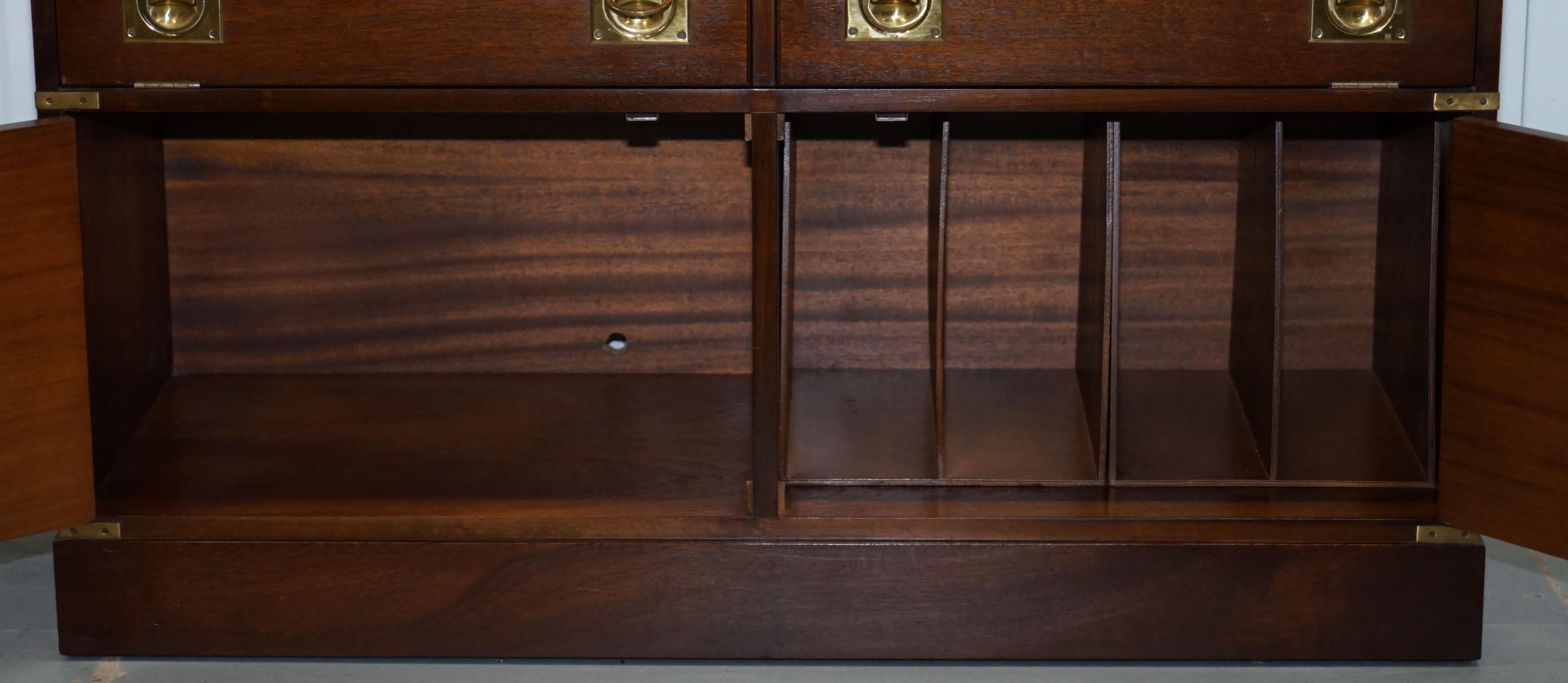 Record Player Media Cupboard Sideboard Housed in Military Campaign Drawers 6