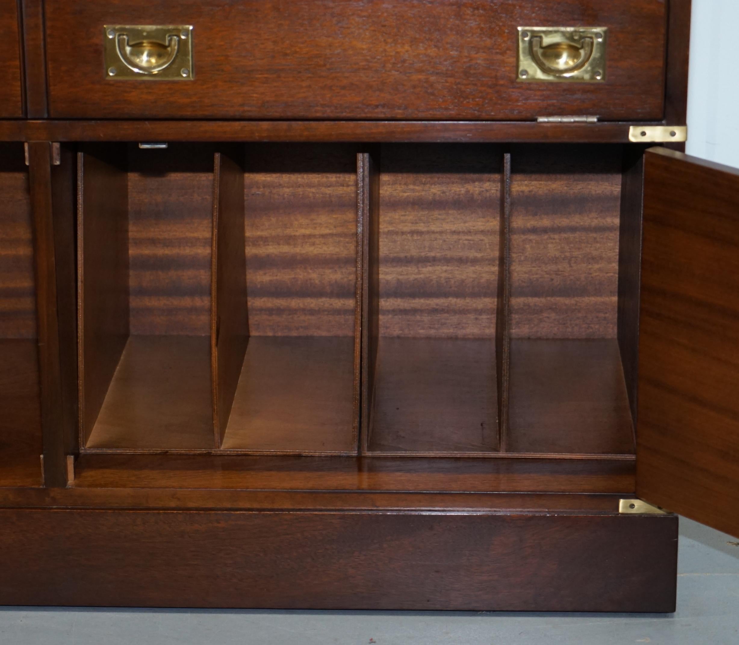 Record Player Media Cupboard Sideboard Housed in Military Campaign Drawers 7
