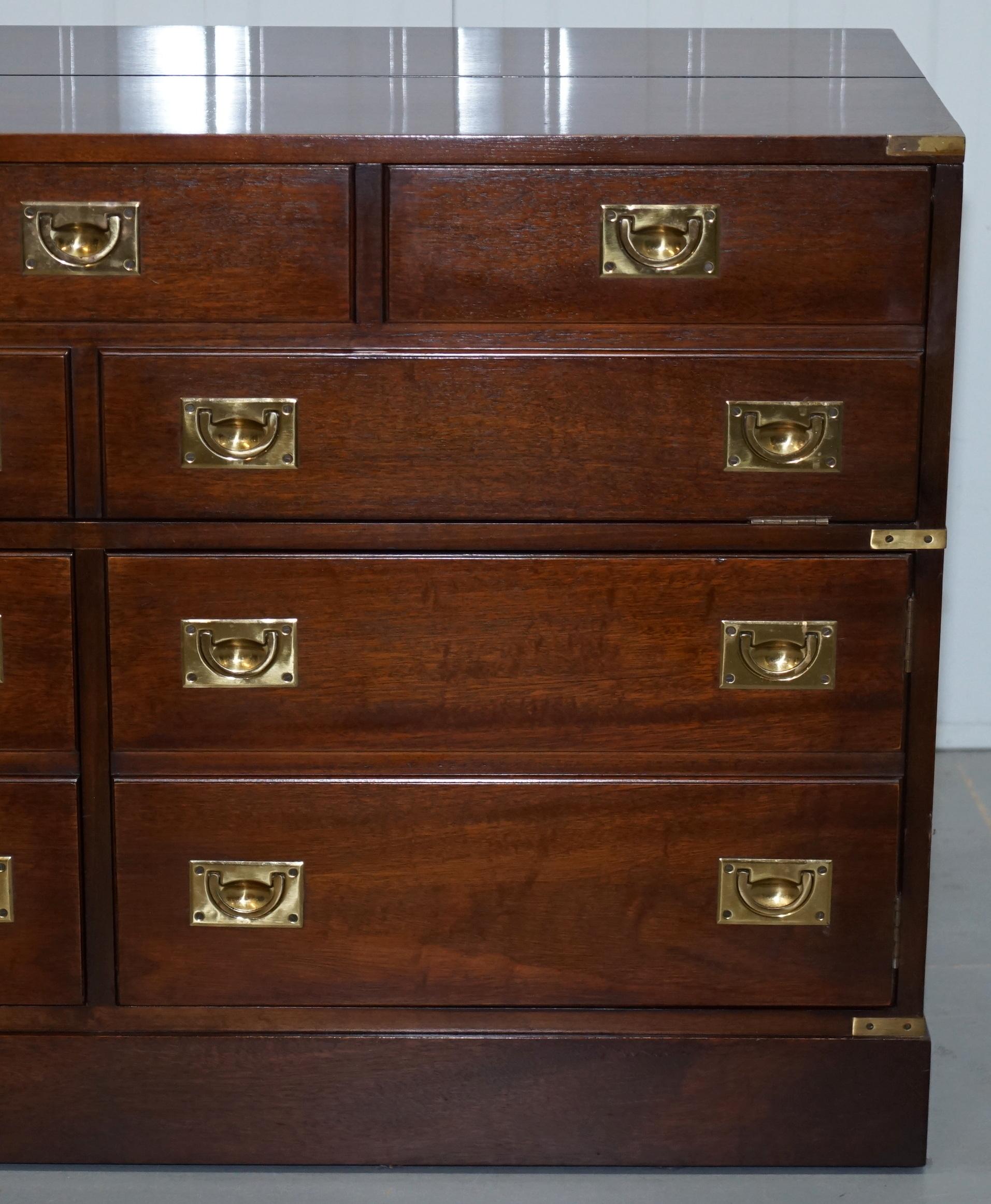 English Record Player Media Cupboard Sideboard Housed in Military Campaign Drawers
