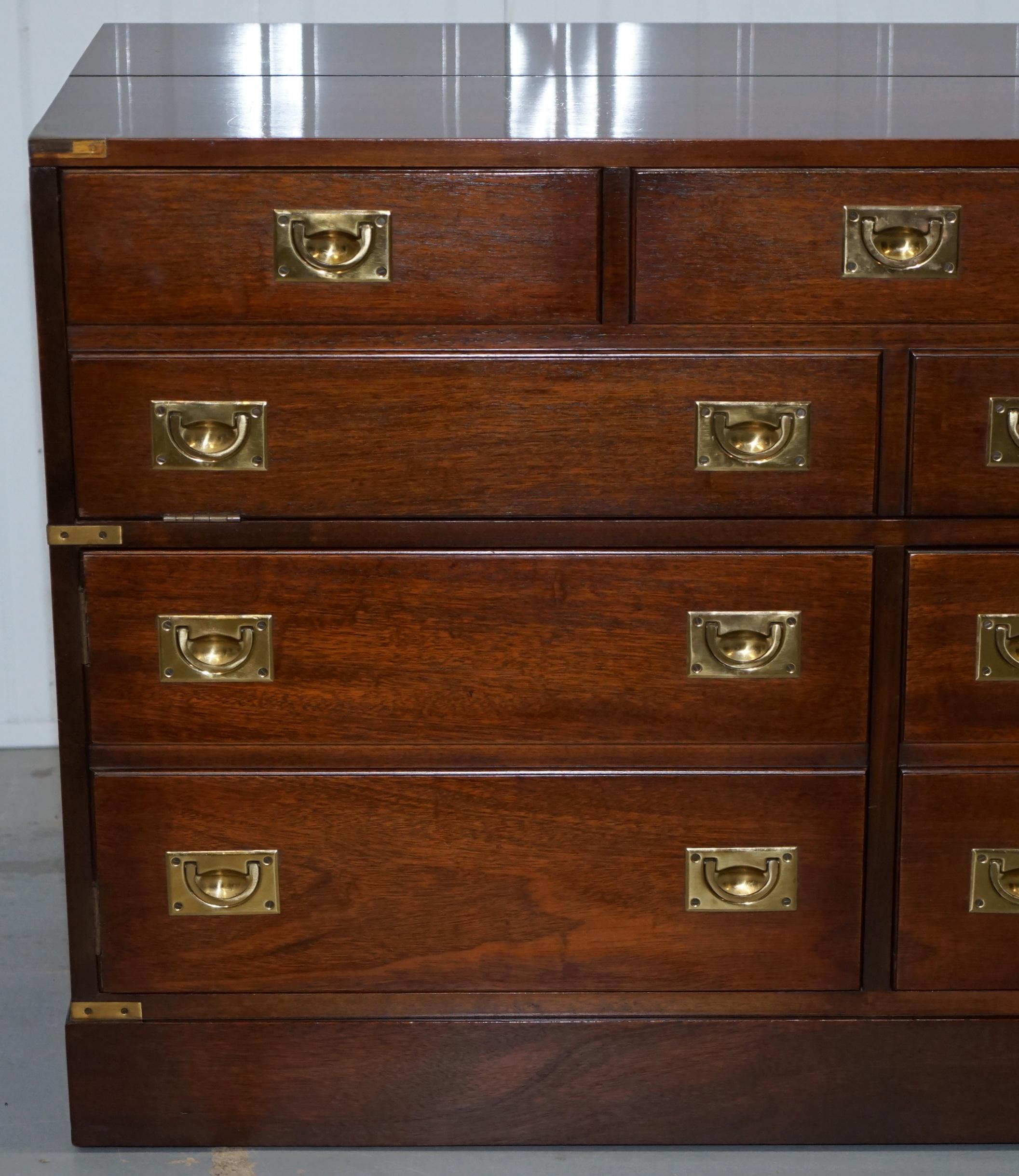 Hand-Crafted Record Player Media Cupboard Sideboard Housed in Military Campaign Drawers