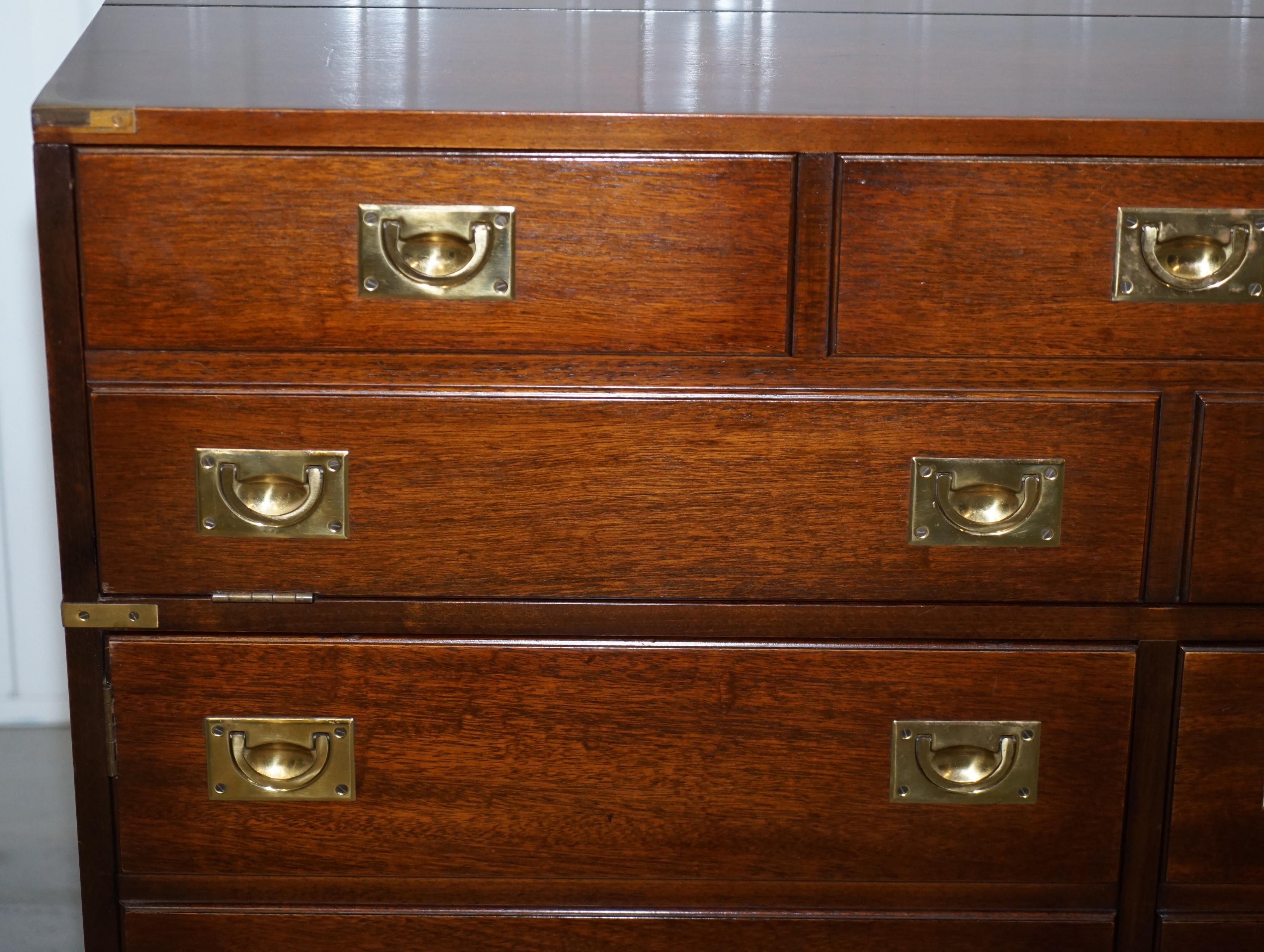 Record Player Media Cupboard Sideboard Housed in Military Campaign Drawers In Good Condition In West Sussex, Pulborough