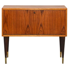 Record Rack / Scandinavian Vintage Nightstand with Flap