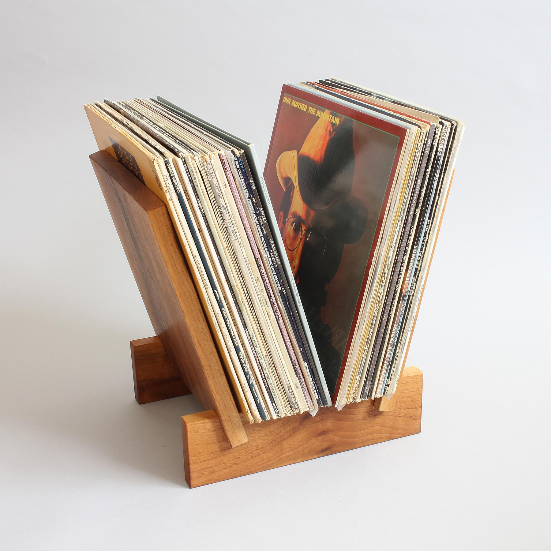 Contemporary Record Stand in Solid Walnut by Elliott Marks