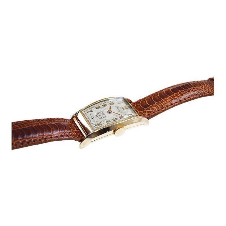 Record Watch Company Gold Filled Art Deco Tonneau Shape from 1940's For