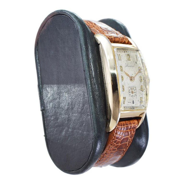 Record Watch Company Gold Filled Art Deco Tonneau Shape from 1940's For