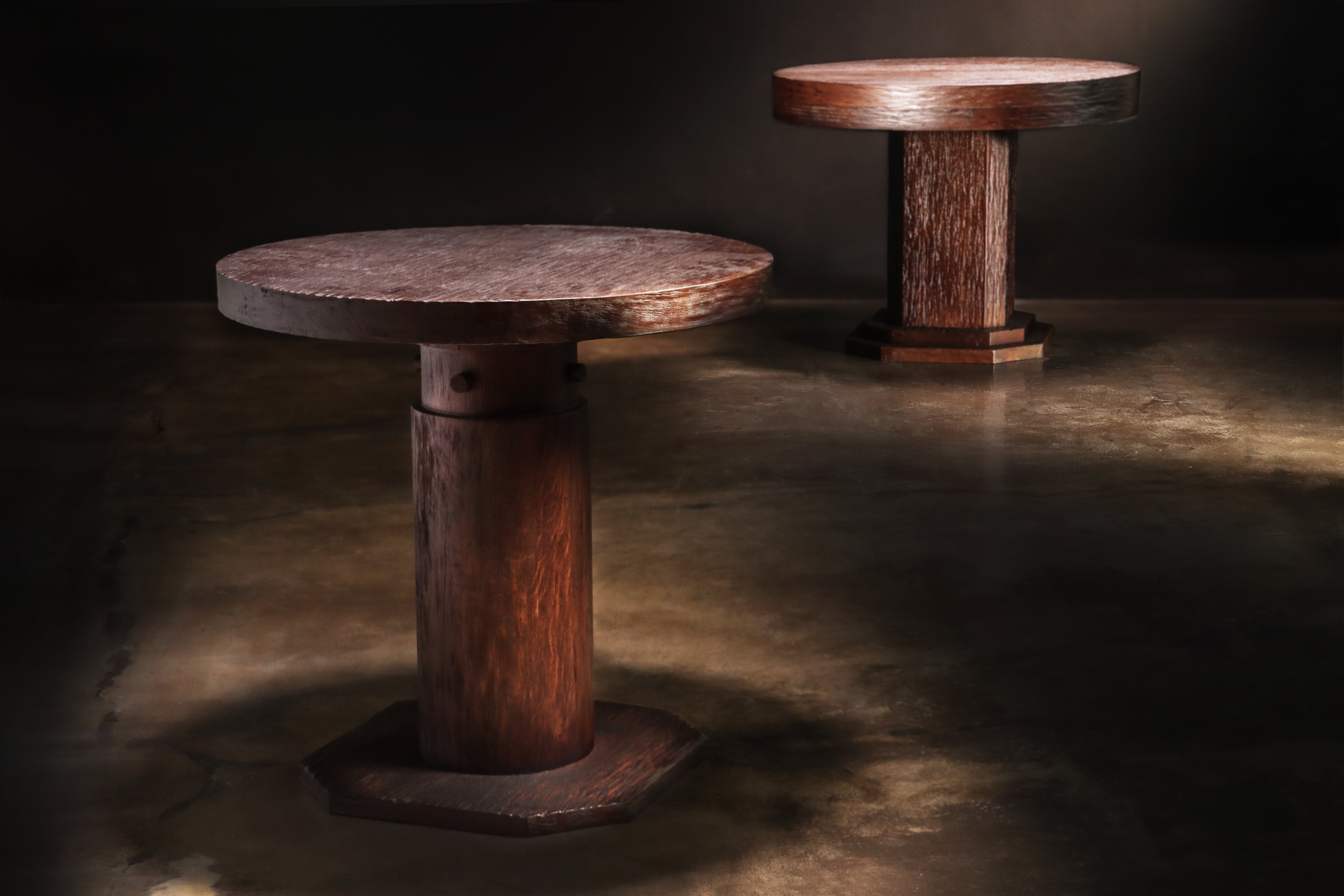 We found our first set of Malbec Tables in a small vintage shop in Buenos Aires in 2002 and sold them instantly. We reproduced the design using recovered wood, but to this day, no two are quite alike. If not ordering as a pair, please specify the