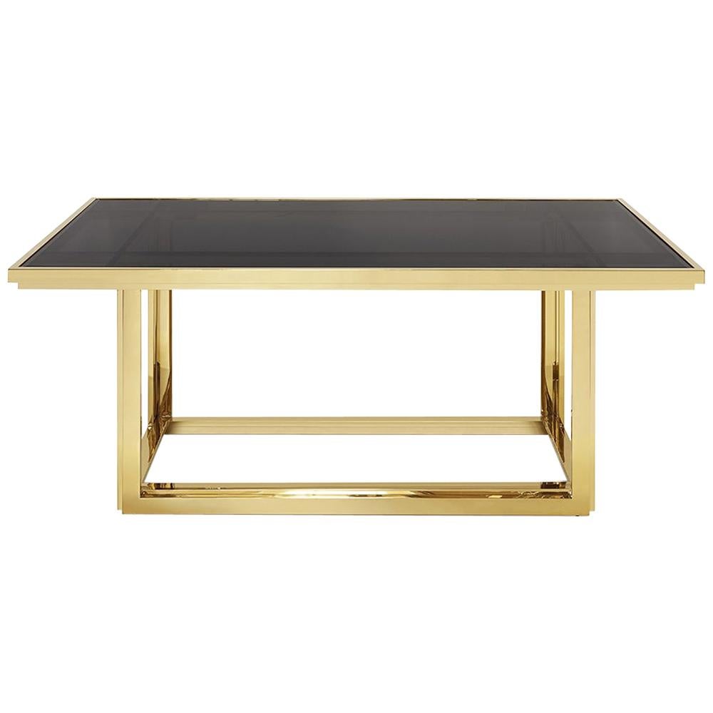 Recta Dining Table in Gold or Chrome Finish For Sale