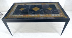 Rectangle 39x67 Steel Angle Frame Art Tile Top Dining Table MINT