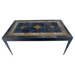Rectangle 39x67 Steel Angle Frame Art Tile Top Dining Table MINT Rectangle 39x67 Steel Angle Frame Art Tile Top Dining Table MINT