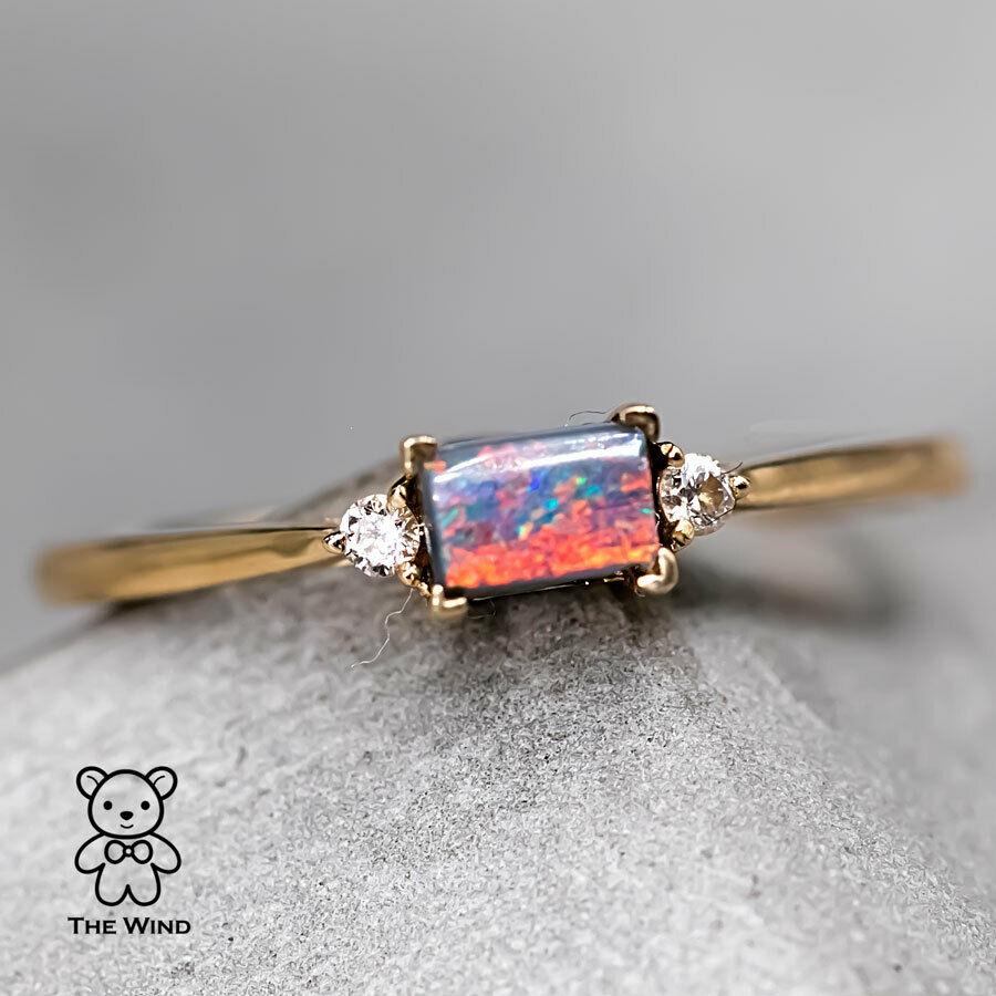 Minimalist Rectangle Shaped Australian Boulder Opal Diamond Engagement Ring 18K Yellow Gold.


Free Domestic USPS First Class Shipping! Free Gift Bag or Box with every order!

Opal—the queen of gemstones, is one of the most beautiful gemstones in